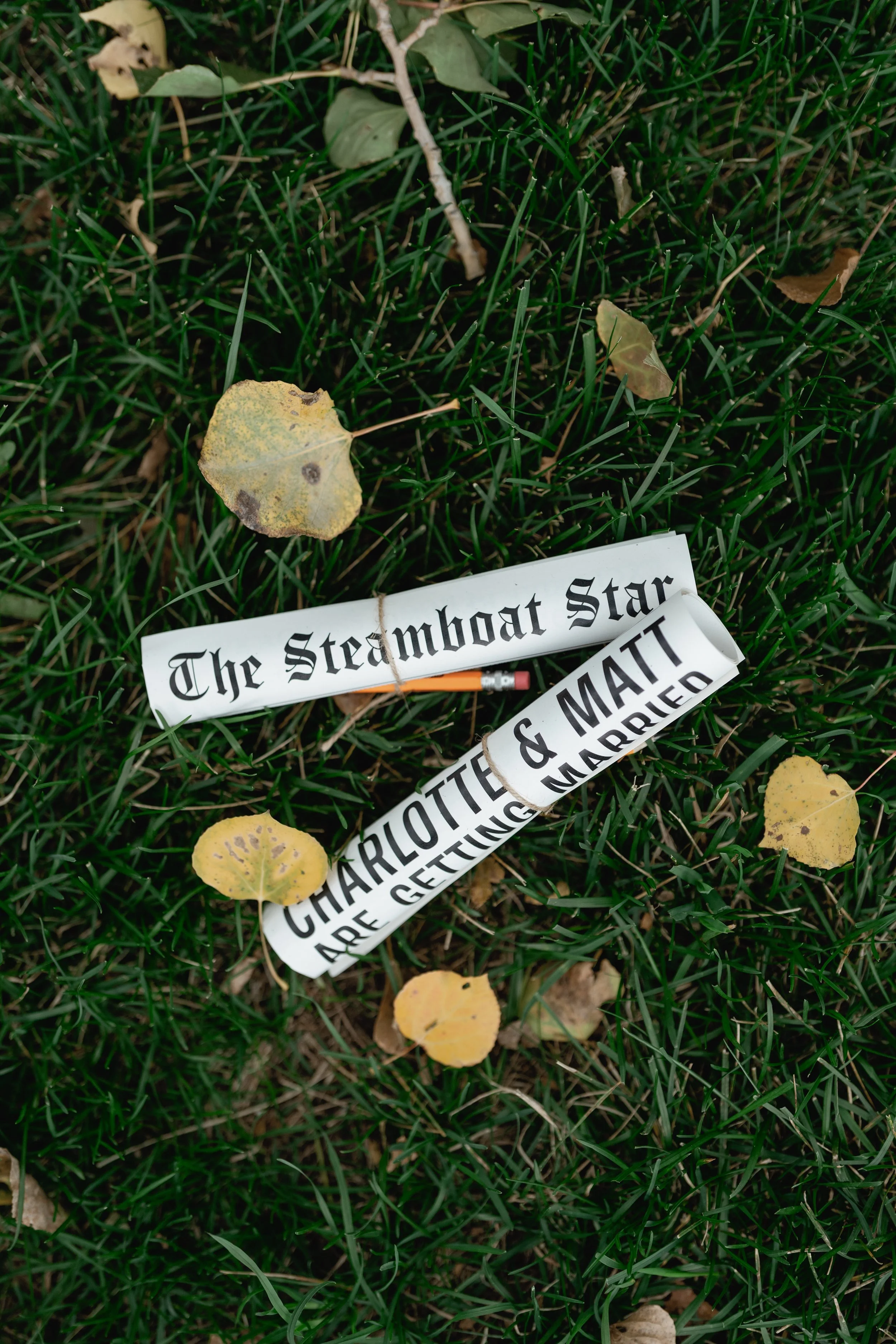 Newspaper Style Ceremony Programs for Colorado Wedding