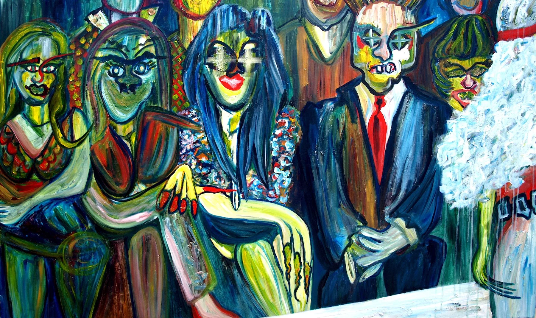 "View From the Front Row," Acrylic and mica chip on canvas, 60 x W 36  W x 1 1/2 D inches, 2010.
