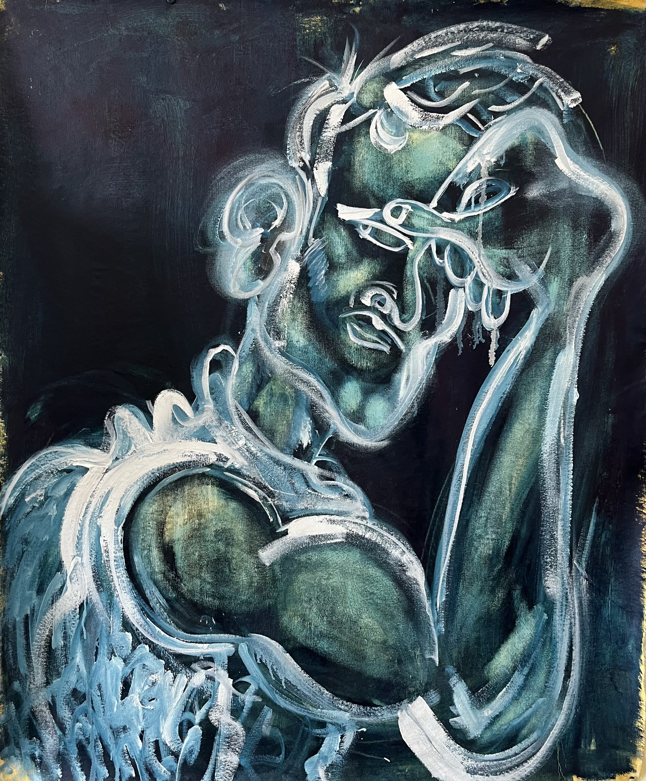 "Willy the Demigod," Oil on canvas, 37 W x 43 H inches, 2023.