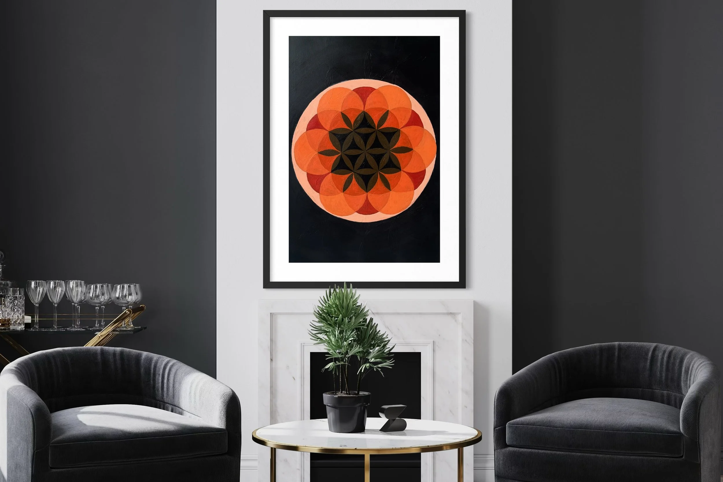 Orange Flower of Life - living room.jpg