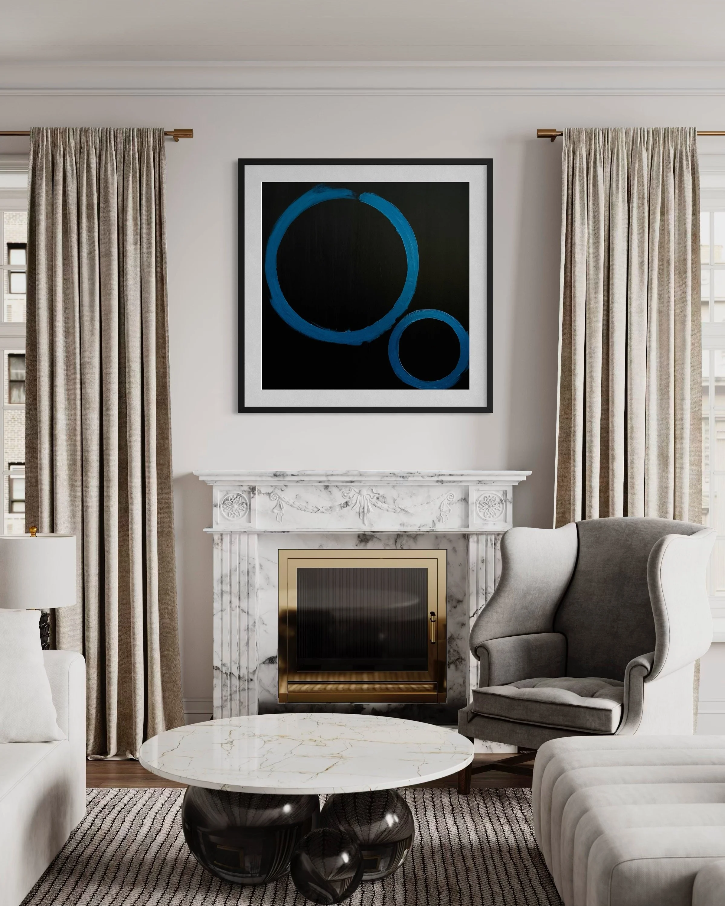Blue Circles - fireplace.JPG