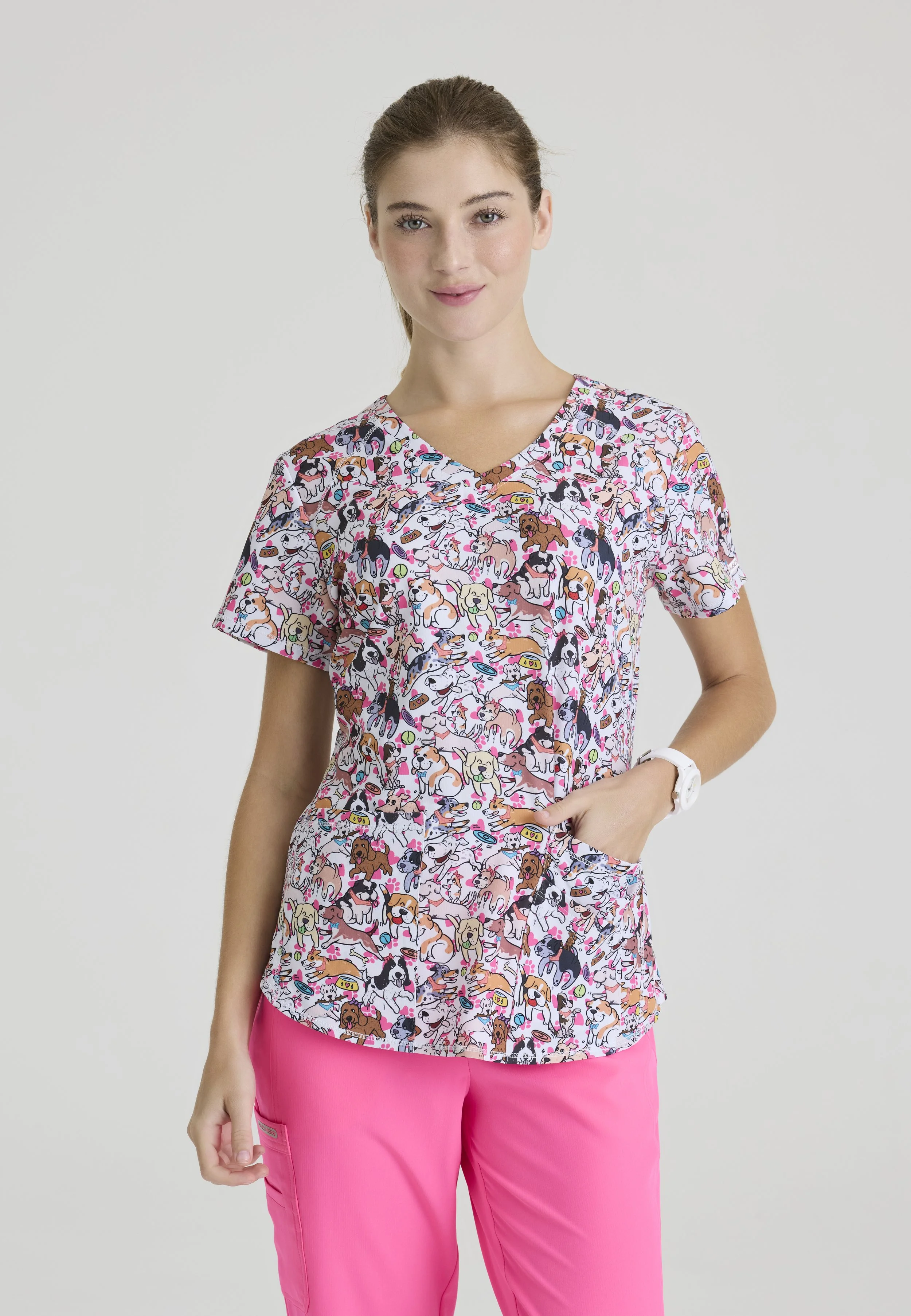 Dogs Print Top from Skechers Scrubs