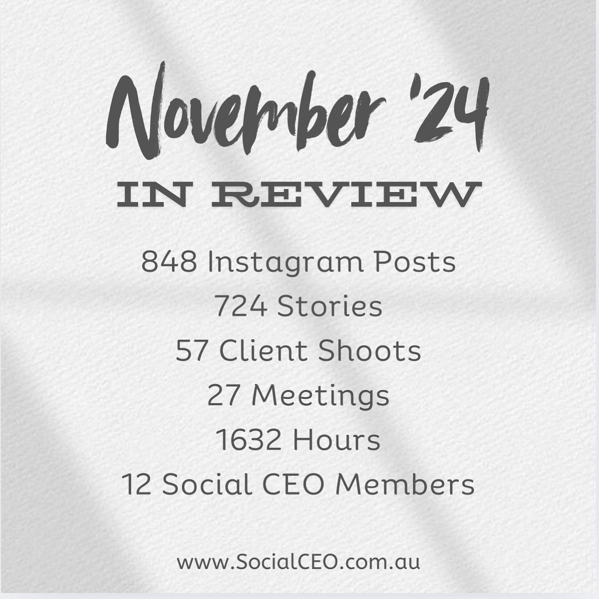 November at Social CEO was nothing short of productive 💯 www.SocialCEO.com.au