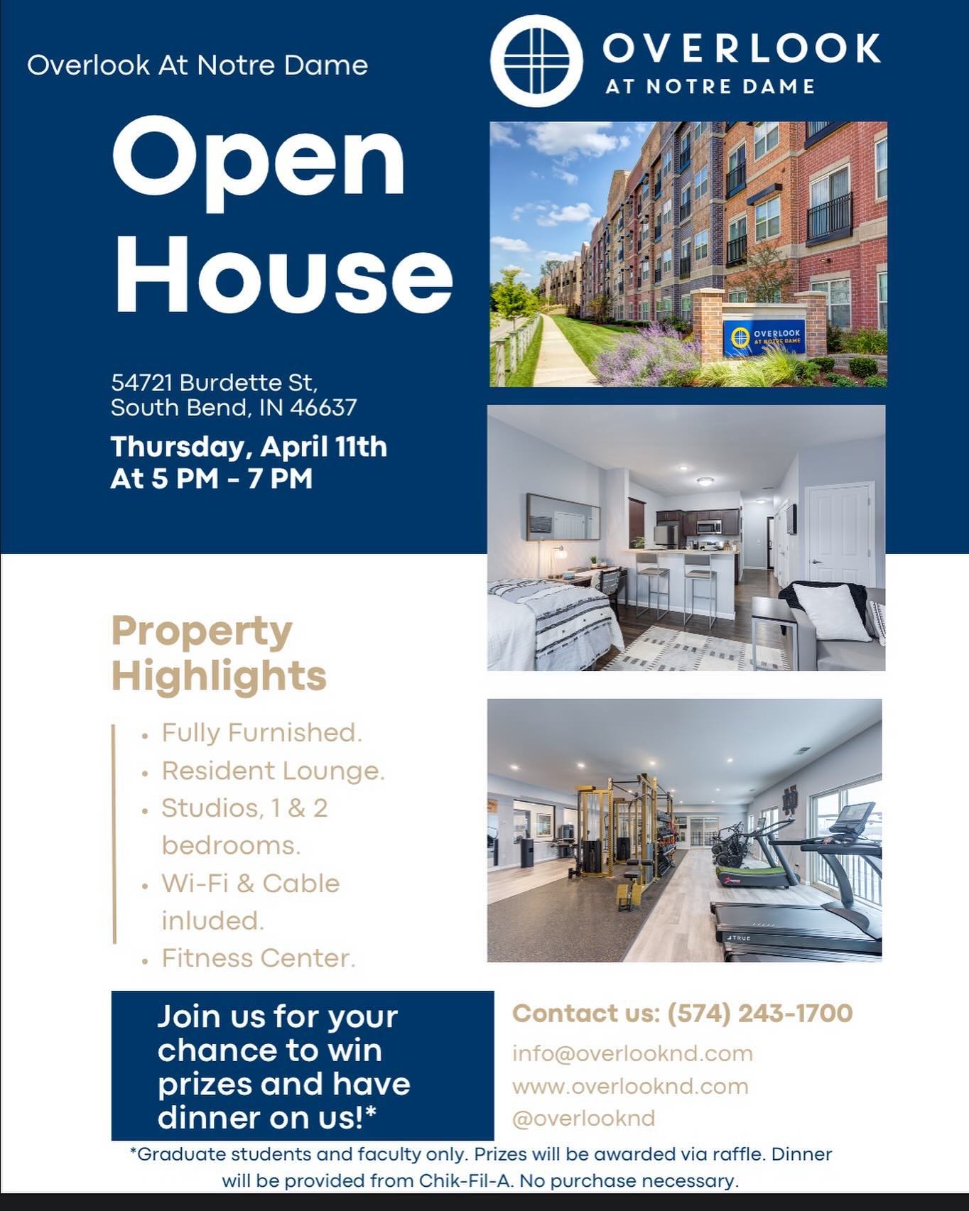 Join us this Thursday, April 11th, from 5 pm to 7 pm for an Open House!

Tour the best Grad student only housing in town with complimentary food and drinks!

We encourage you to bring a friend and we can show you our spacious studio model and who kno