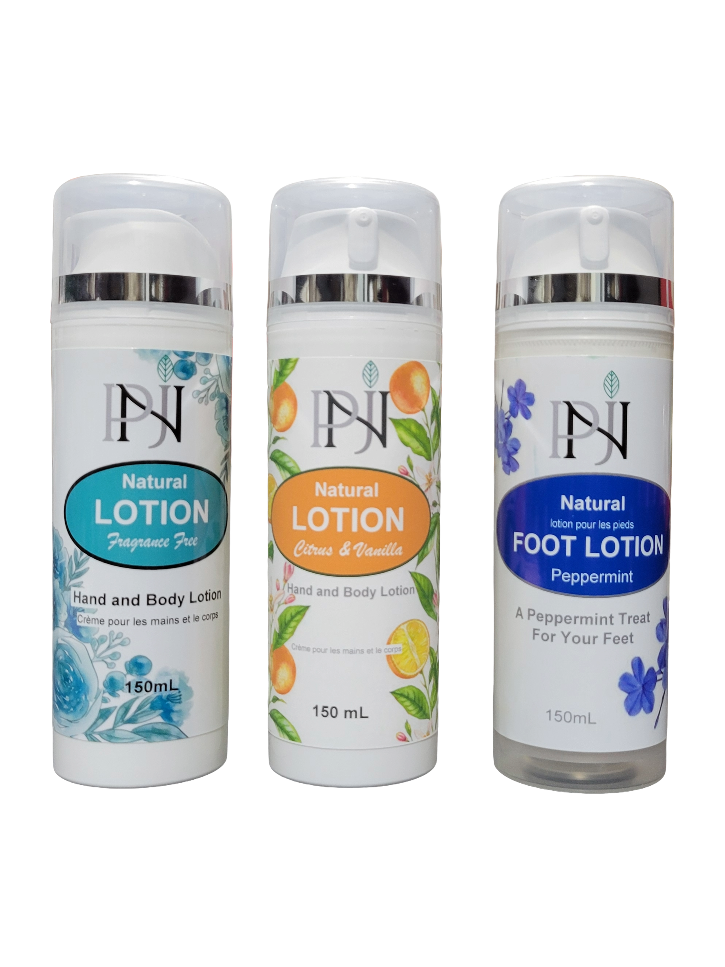 Lotion for Hand - Body - Feet 150mL (Citrus /Vanilla, Fragrance Free, Peppermint)