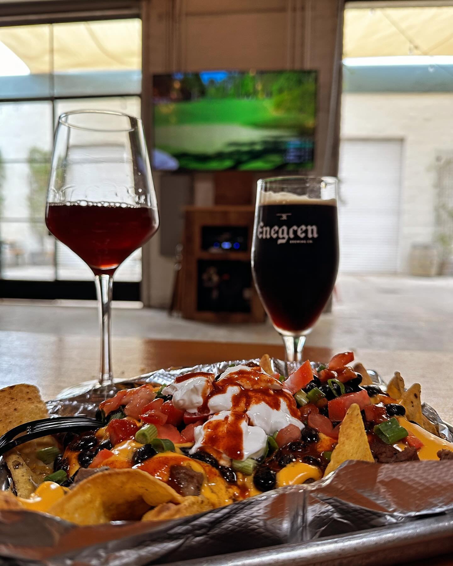 Come heat up with the best tri-tip nachos in town and nice glass of red @lucas_sellers_wine or Baltic Maple @enegrenbrewing and enjoy the Masters tournament in Cellar 2!  @theoutpostmoorpark @cacoffeerepublic @thecrafthouse805