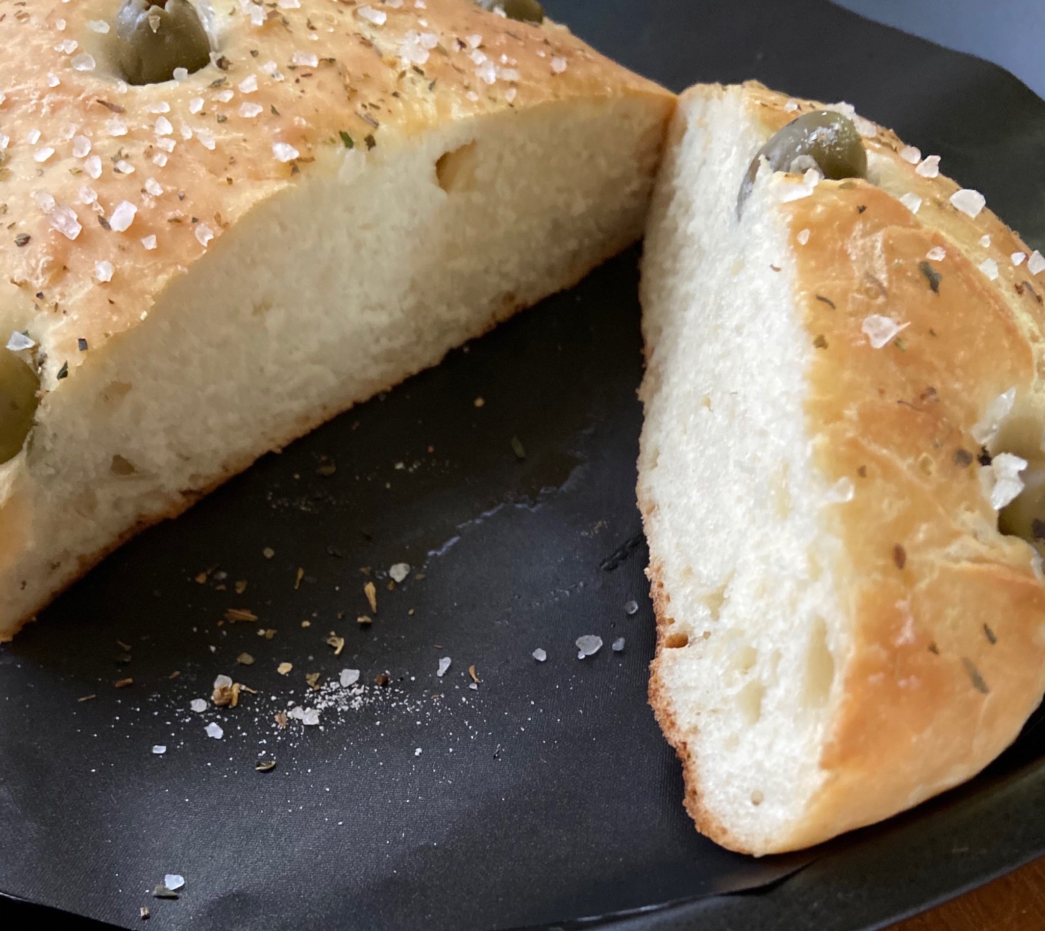 My very first focaccia bread that I made once the flour was back. - Beryl Smillie, Auckland