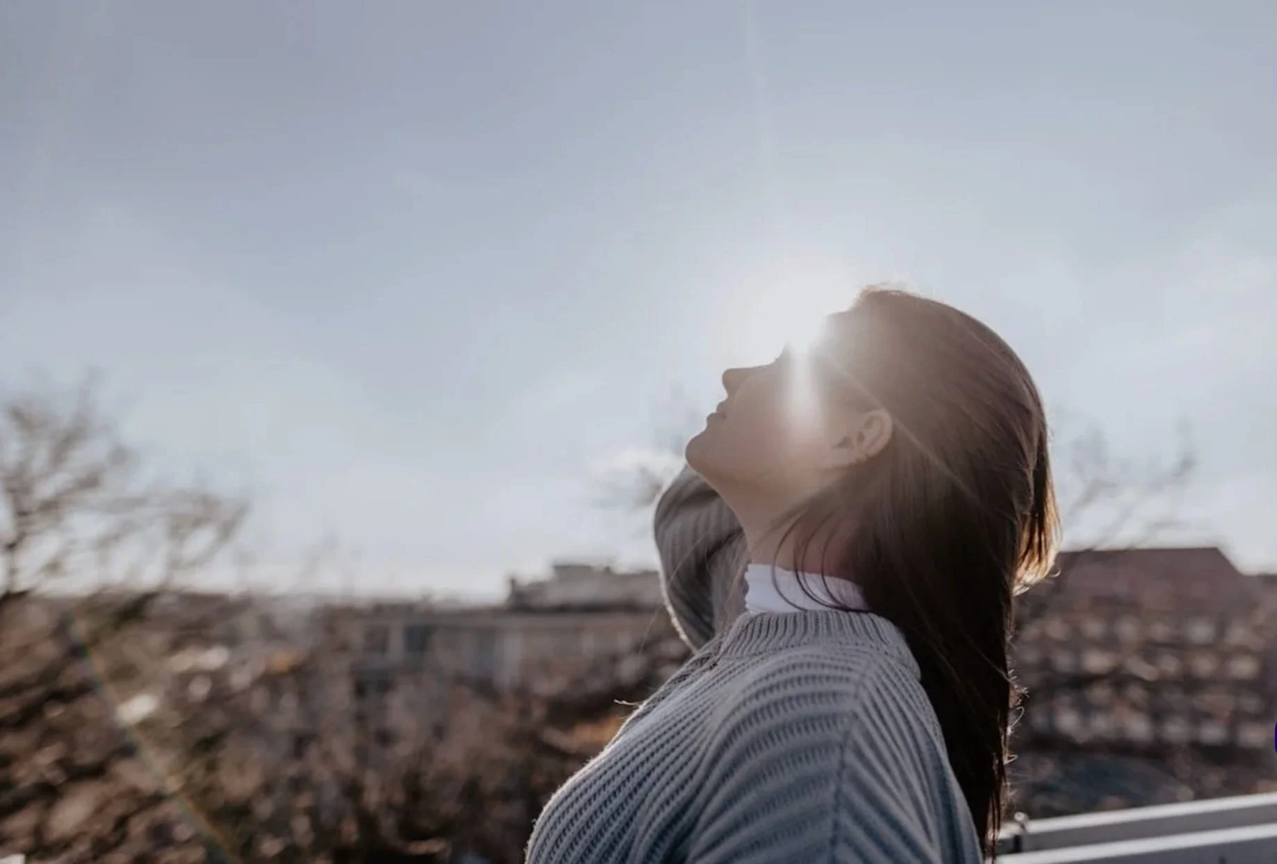 Woman looking to the sky