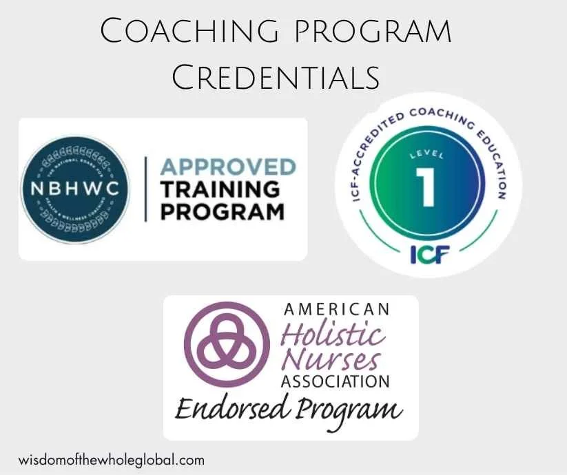Recognized Coaching credentialing bodies:NBHWC, ICF, and AHNCC