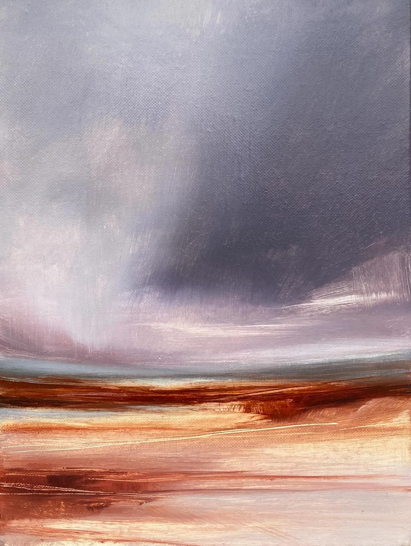 I can&rsquo;t get enough of the deep burnt reds and rich purples in the hills this time of year. Sometimes it feels like my eyes cant drink enough of it in. 

A new piece, untitled at this time. 
Oil on canvas, 18x24cm. 

*A little extra note:

As us