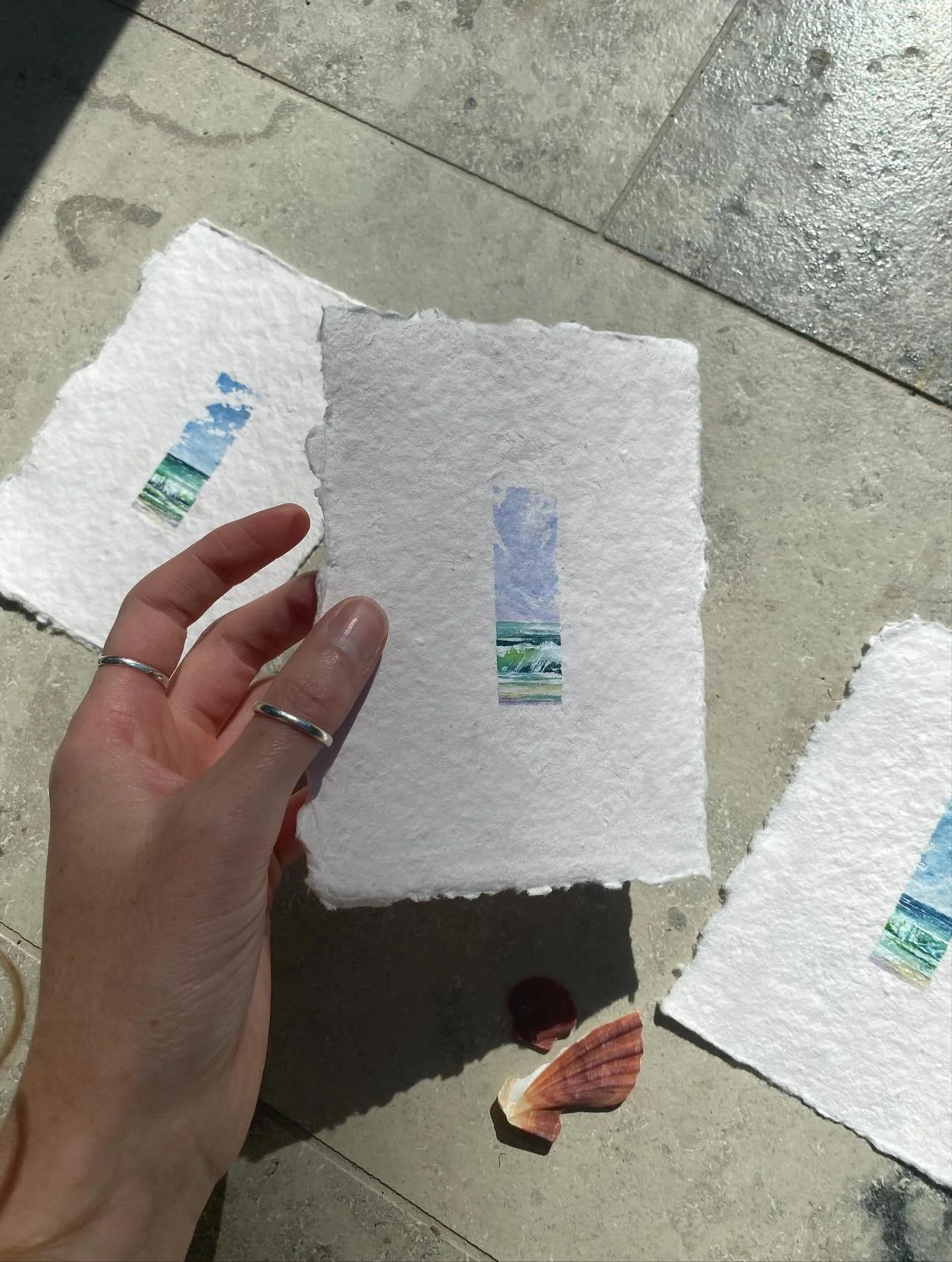 Land &bull; Sea &bull; Sky 

Windows into memories, emotions &amp; places that mean something a little more. Small, but precious. 

All my current watercolours on handmade paper are now available on my website shop to purchase now. 🤍

Link in my bio