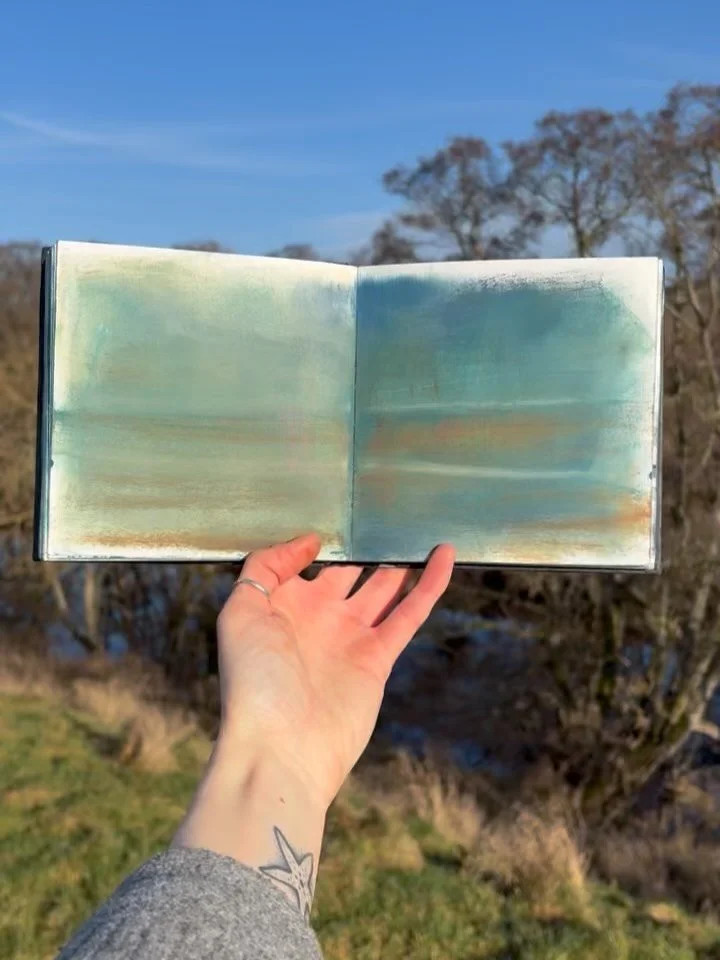 Moments from the last couple of weeks. 

Sketchbook by the river, mackerel skies and priming canvases and panels. 

One more week in Cumbria before I head back up North, working on smaller pieces on wood board, experimenting &amp; practising. 

Life 