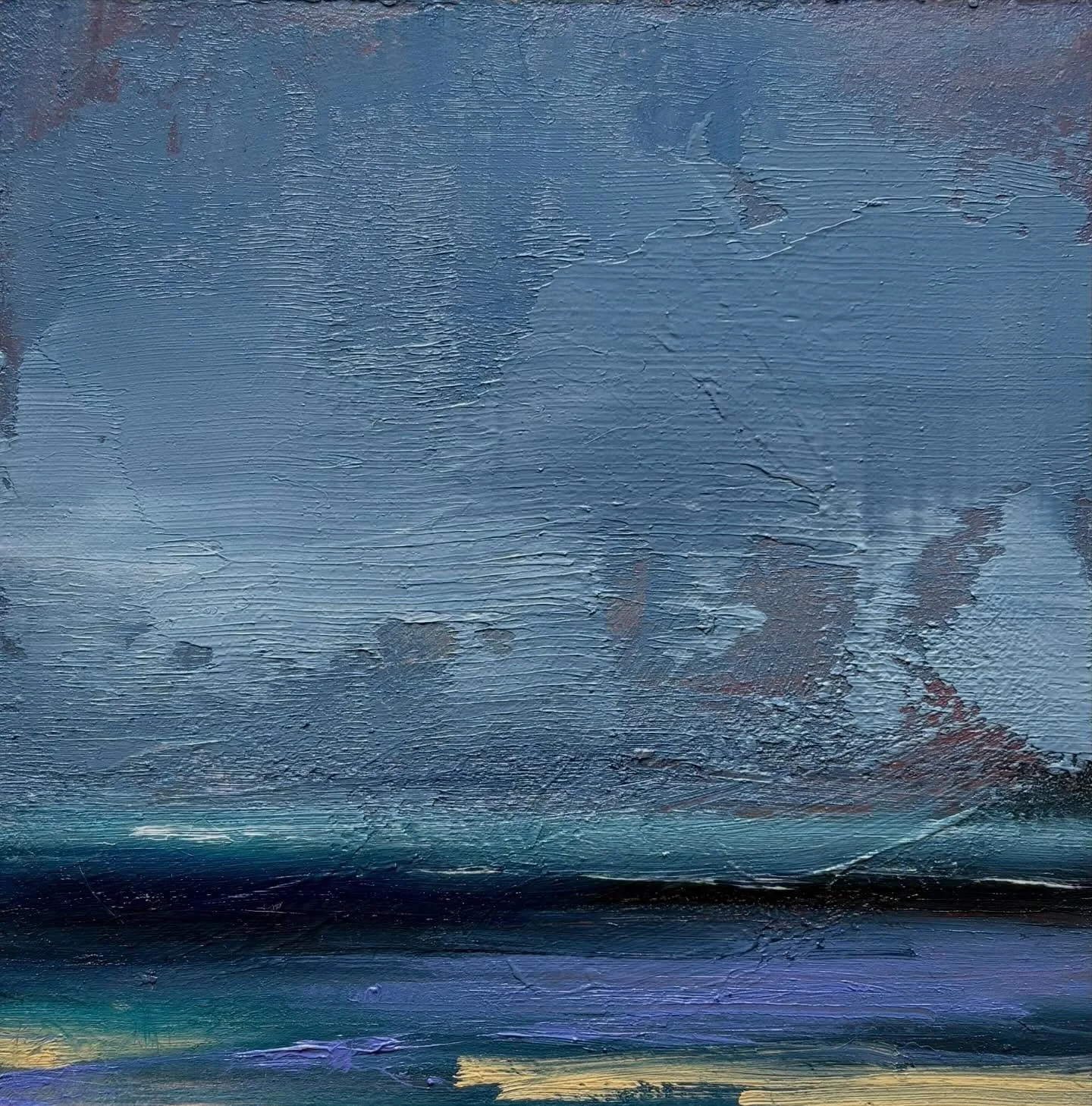 One of the new small pieces on wood board I&rsquo;ve been working on in the last week. About 15x15cm. I love how when working at a smaller scale, every brushstroke and mark can be so expressive.

Tomorrow I leave for the Highlands, and I&rsquo;m so e