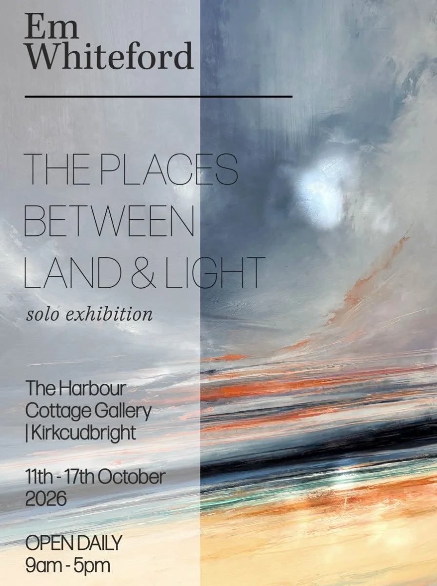 So delighted to say that I&rsquo;ll be taking up residence once again at The Harbour Cottage Gallery in Kirkcudbright next month! 

The exhibition, The Places Between Land and Light explores the concept of Thin Places, and our relationship with natur