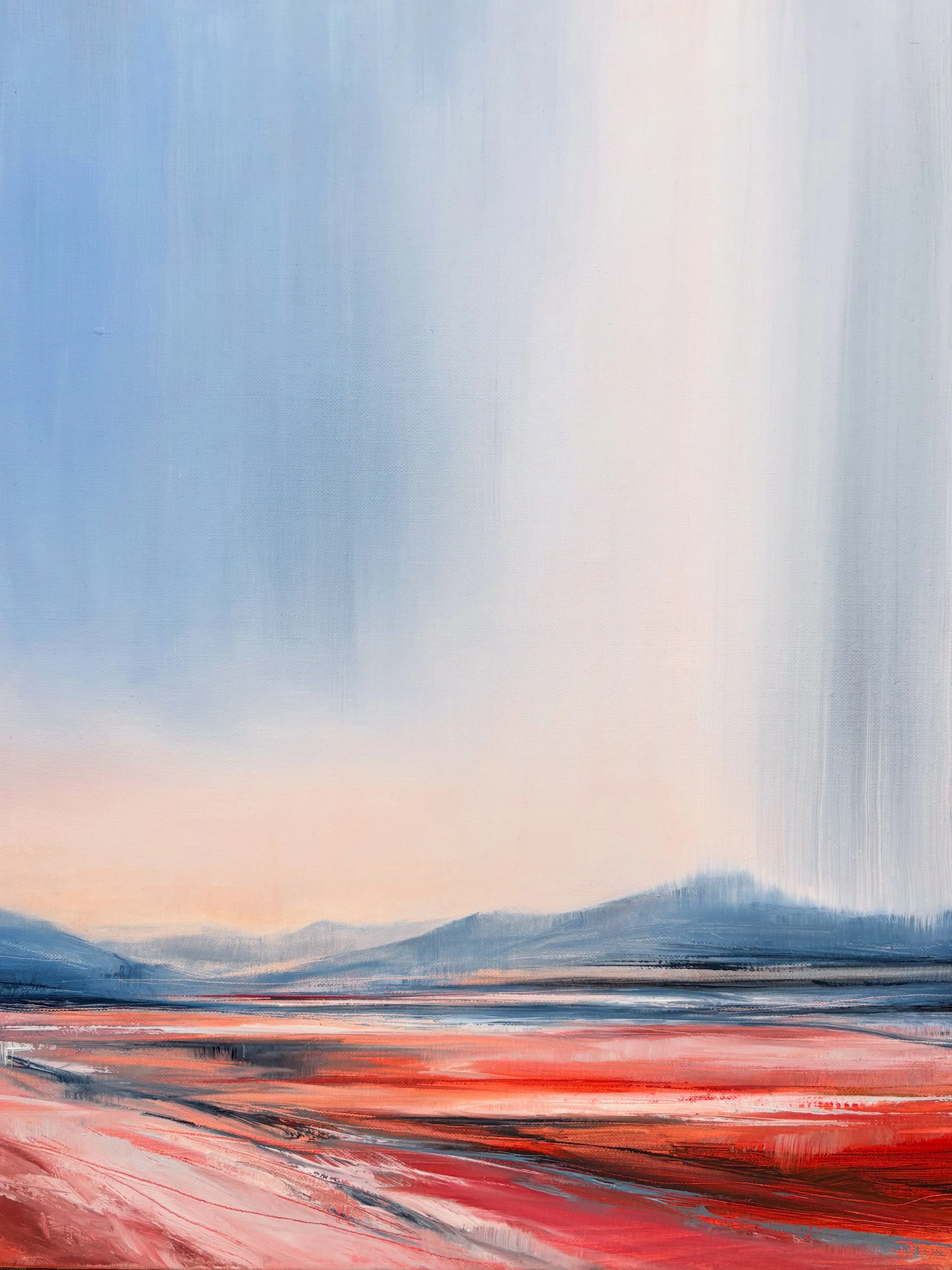 &lsquo;We wake to falling light, gentle on the hills, quiet but for the rain on the earth.&rsquo; 

I feel like my relationship with painting is always changing, and in the last month I&rsquo;ve been working really hard to create new work, and improv