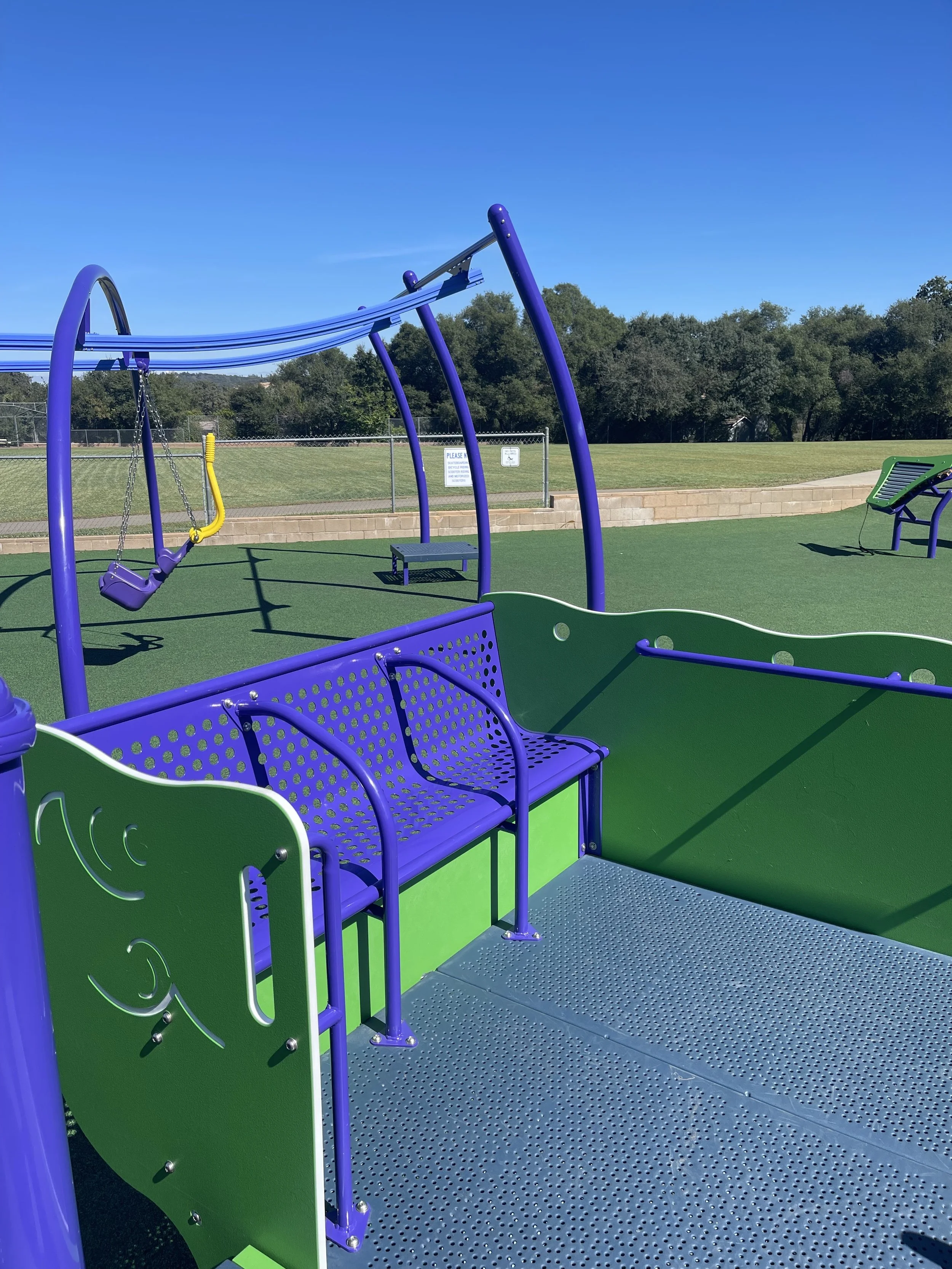 Accessible pathways and surfacing ensure ease of movement throughout the playground, with smooth surfaces for wheelchairs, walkers and other mobility aids.