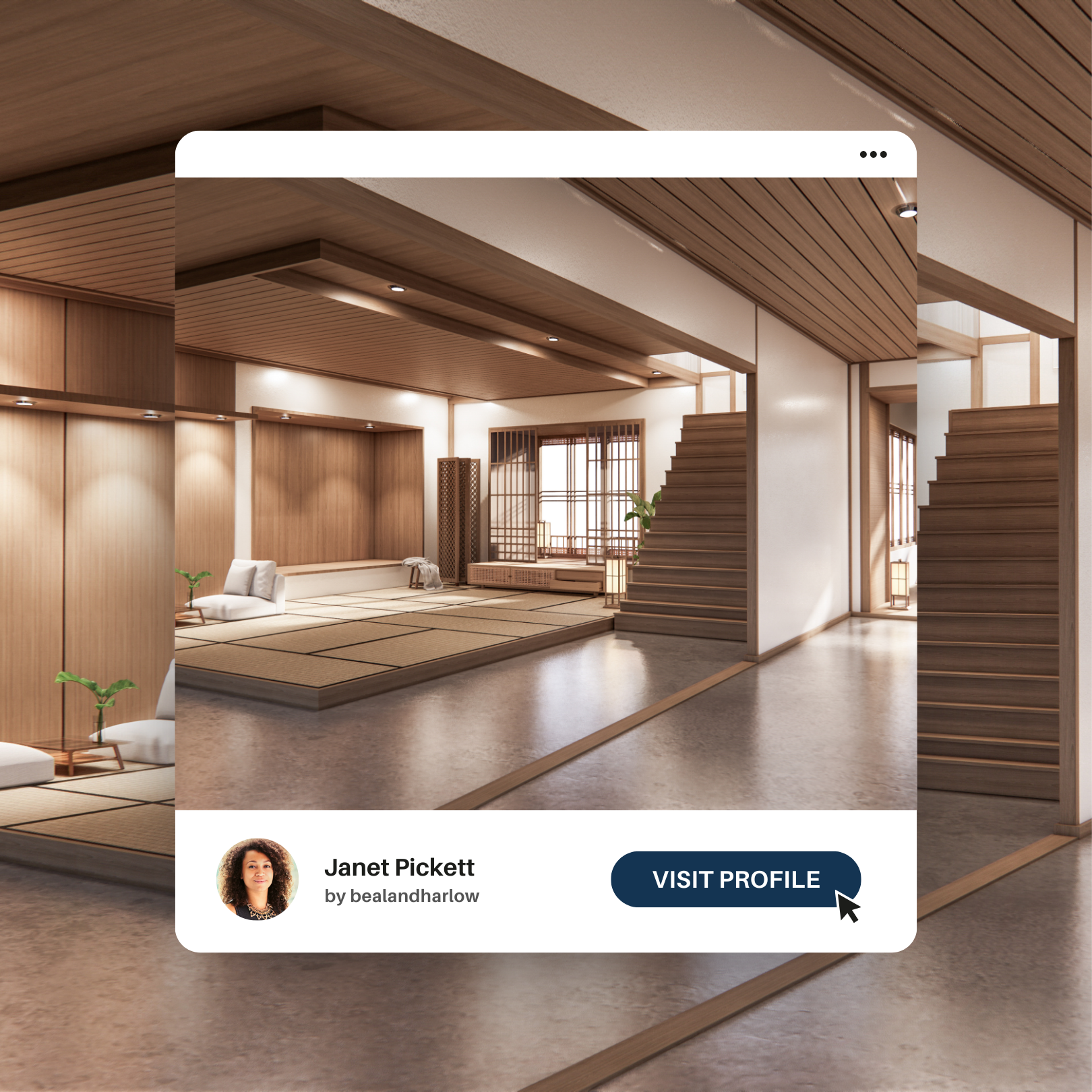 Minimalist Japanese-style interior with tatami flooring, wooden walls, and sliding doors, featuring low seating and Zen-inspired decor with plants.