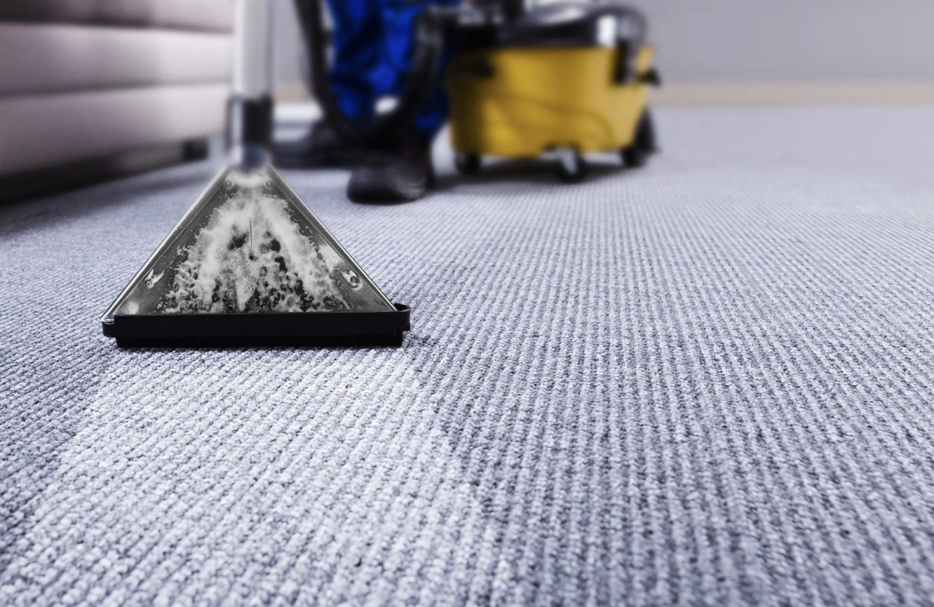 Professional carpet steam cleaning extraction wand removing dirt from carpet