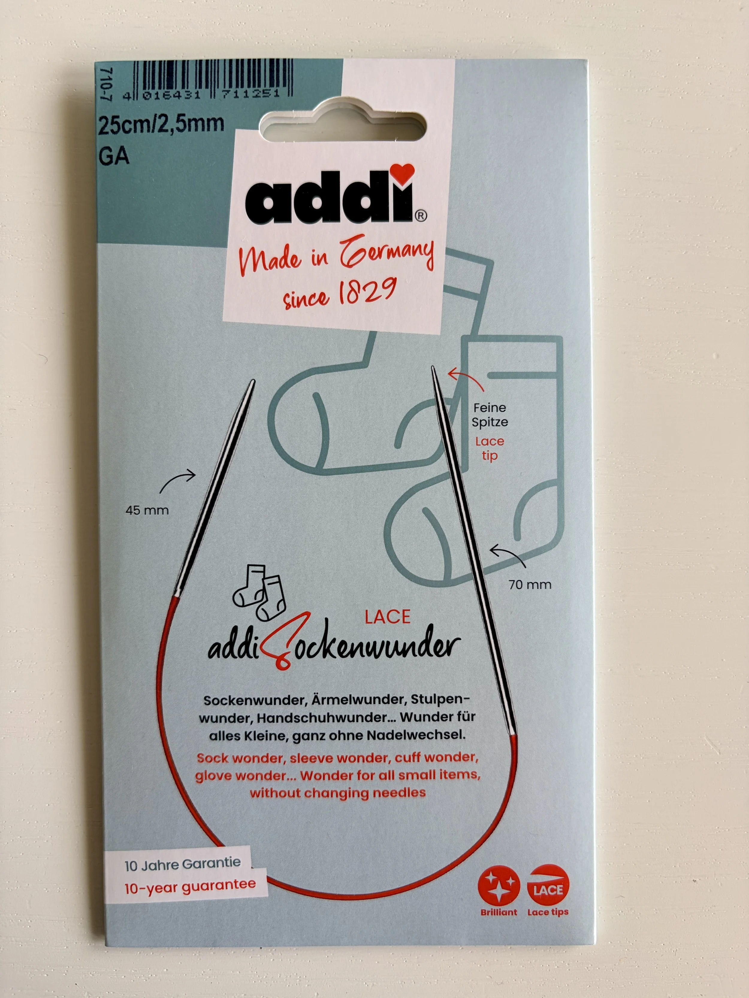 addi Sockenwunder Lace – Rundstricknadel 25 cm, 2,5 mm