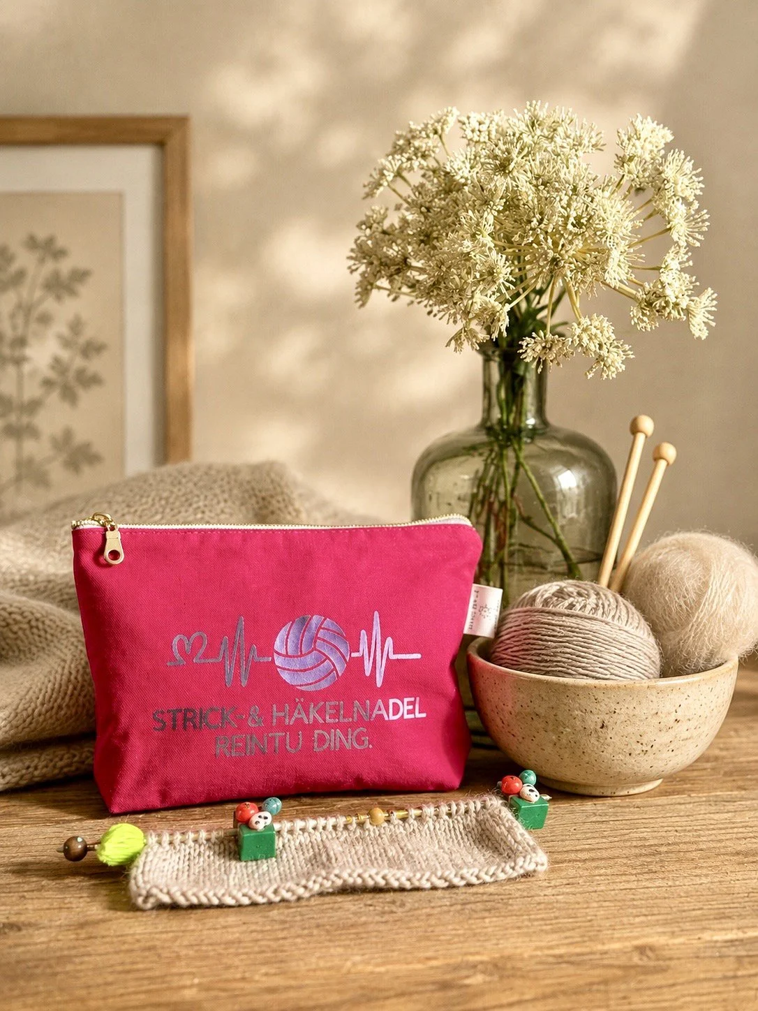 Projekttasche Strick pink