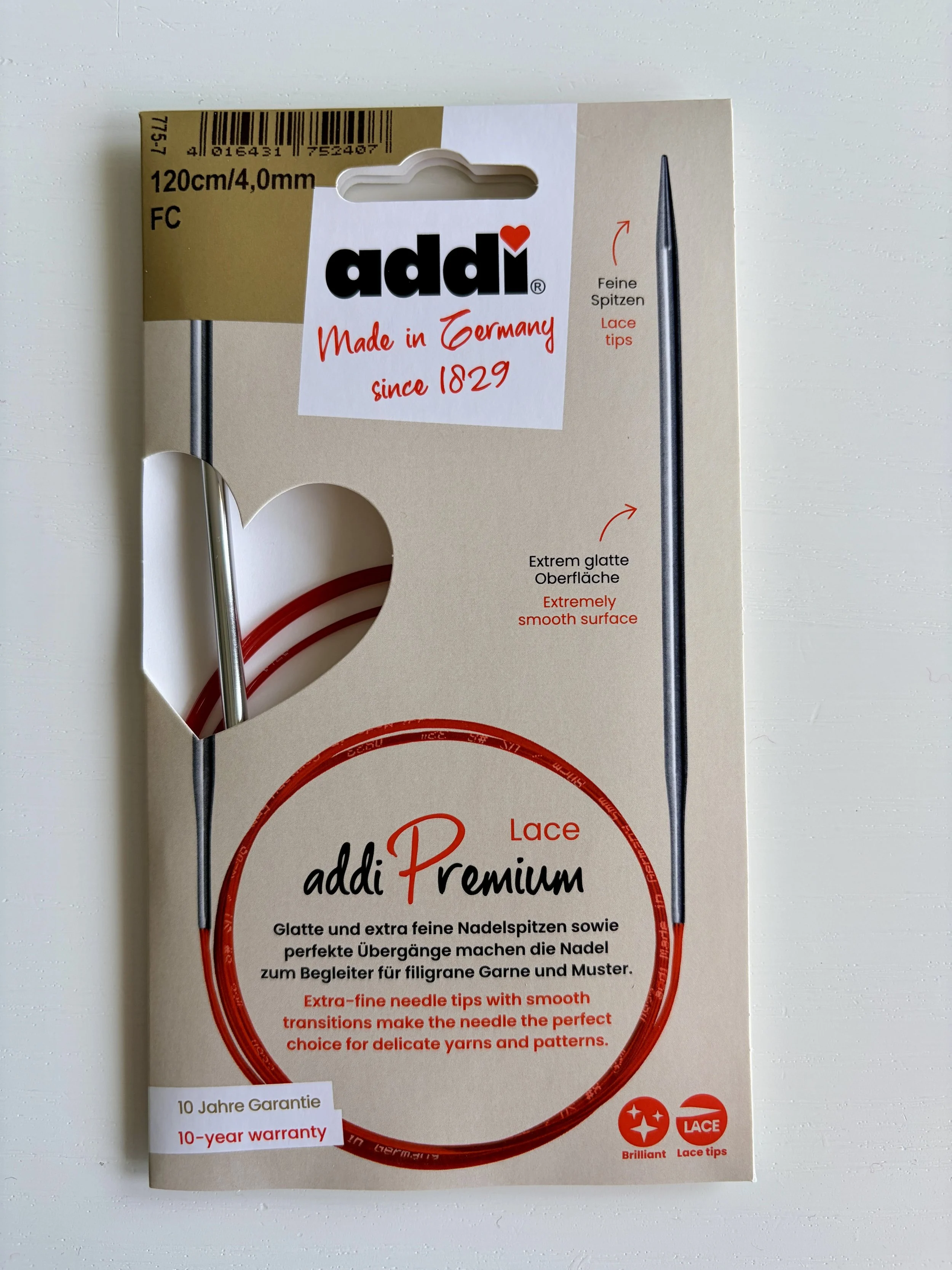 addi Feinstricknadel – 120 cm, 4,0 mm