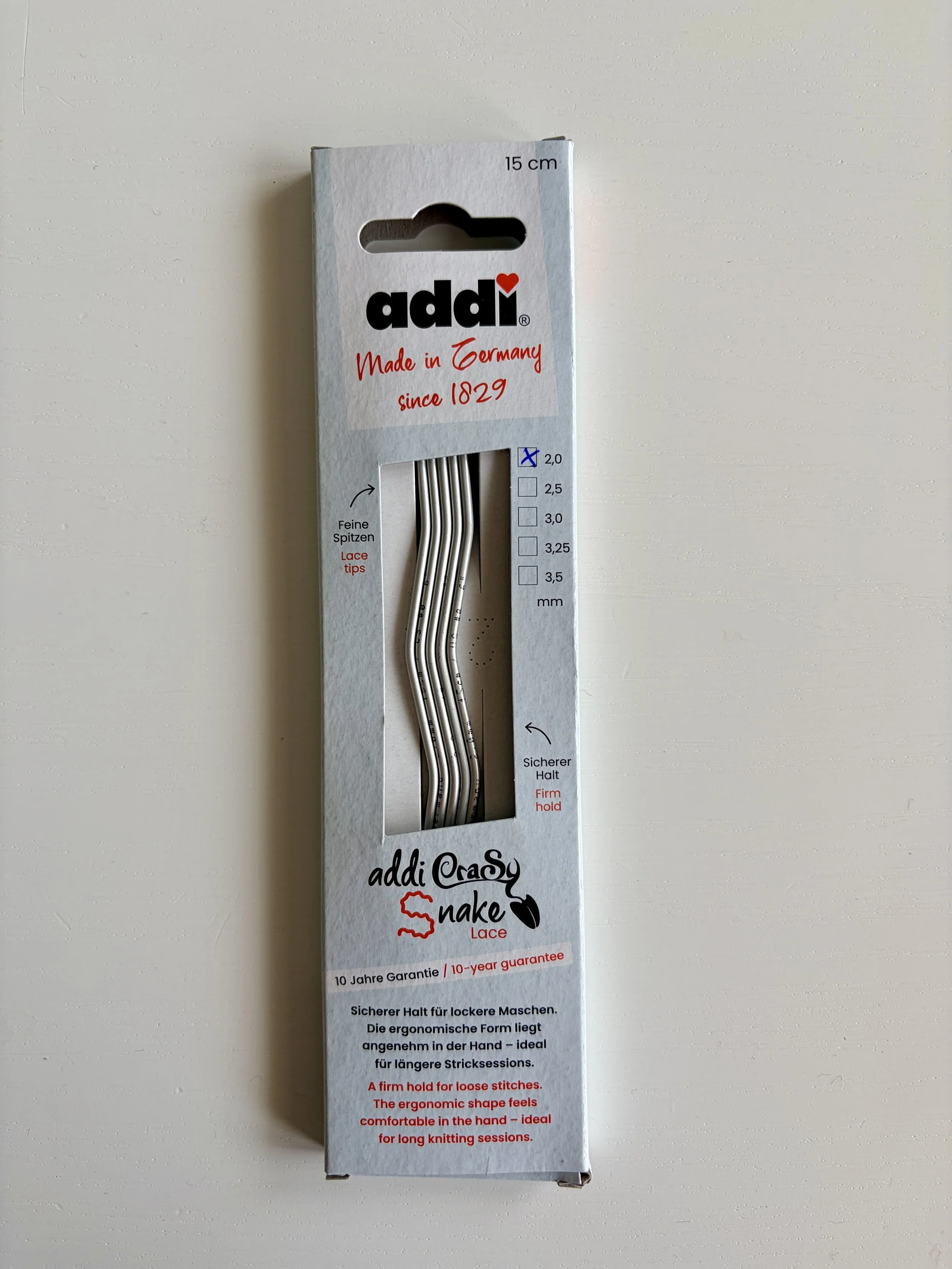 addi CraSy Snake Lace – Nadelspiel 15 cm, 2,0 mm