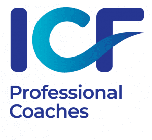 ICF Professional Coaches logo with a stylized 'C' that looks like a swoosh, in blue shades.
