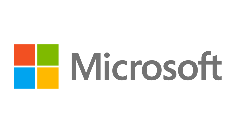 Microsoft logo with four colored squares and the word 'Microsoft' in gray text.