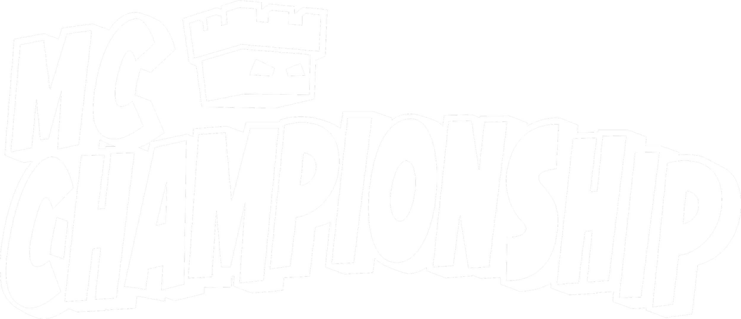 Black and white graphic with the text 'MC CHAMPIONSHIP' and a stylized crown with a face above the text.