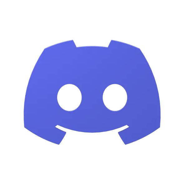 Blue Discord logo with a smiling face on a black background.