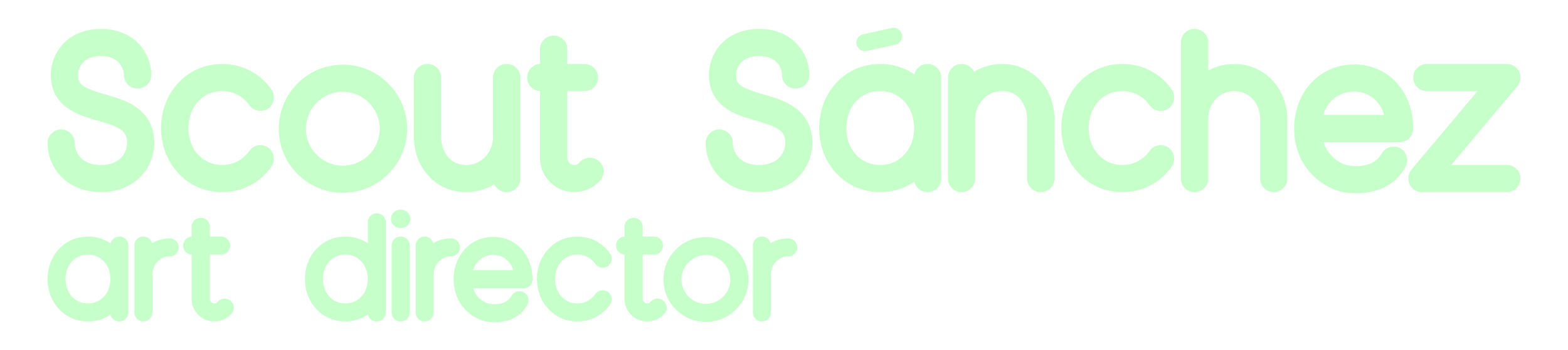 Word cloud featuring the name 'Scott Sanchez' and the title 'art director' in light green text on a black background.