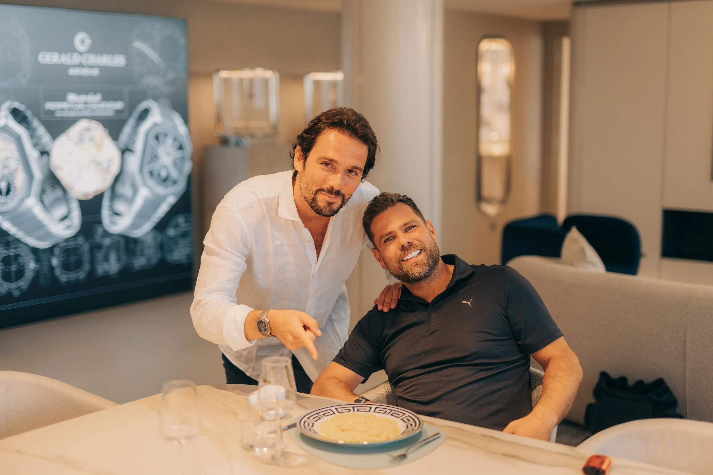 Nico Leonard with the CEO of Gerald Charles at Geneva Watch Days
