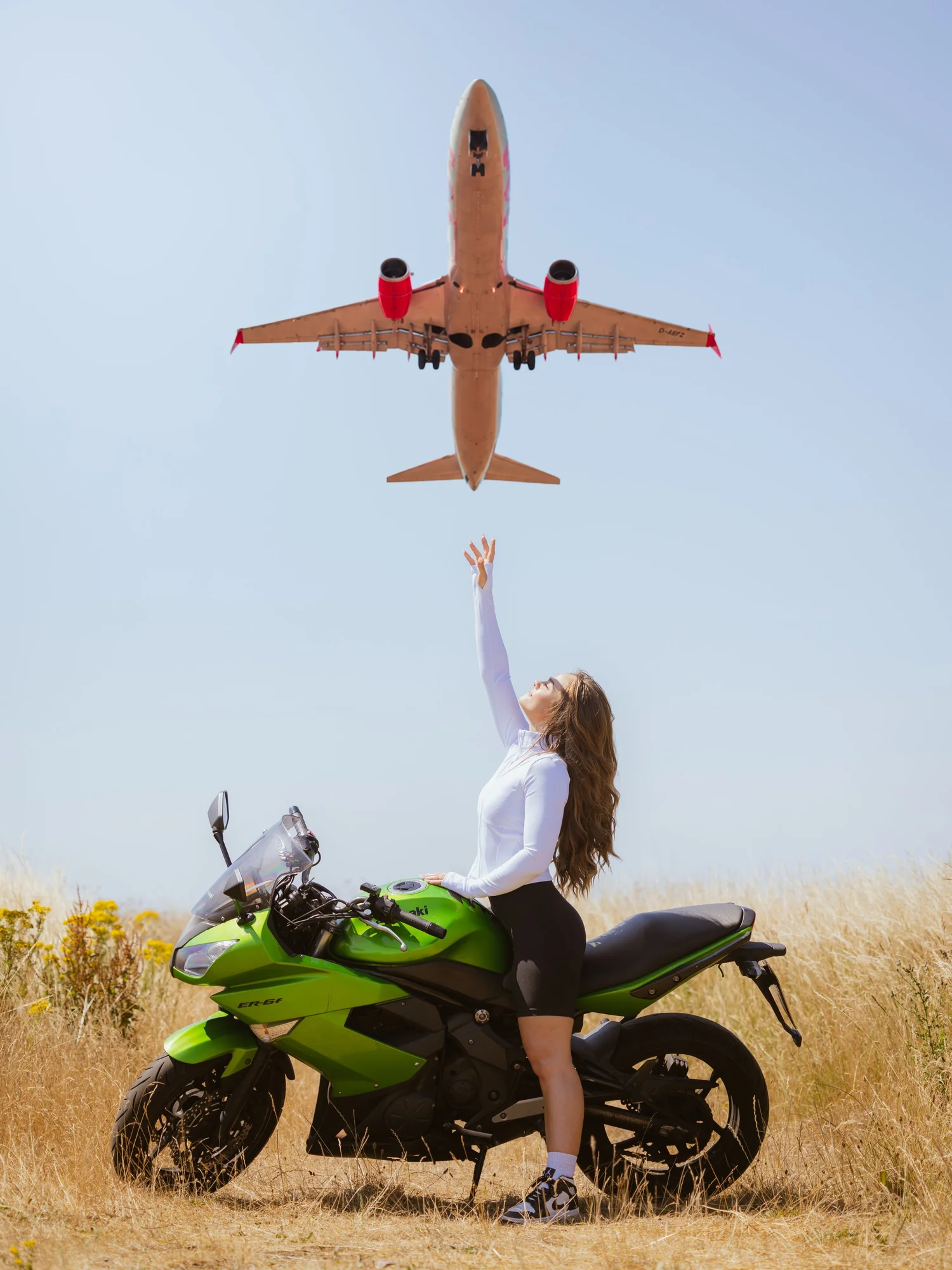 Cydney Wilson with a motorcycle during her creator content weekend