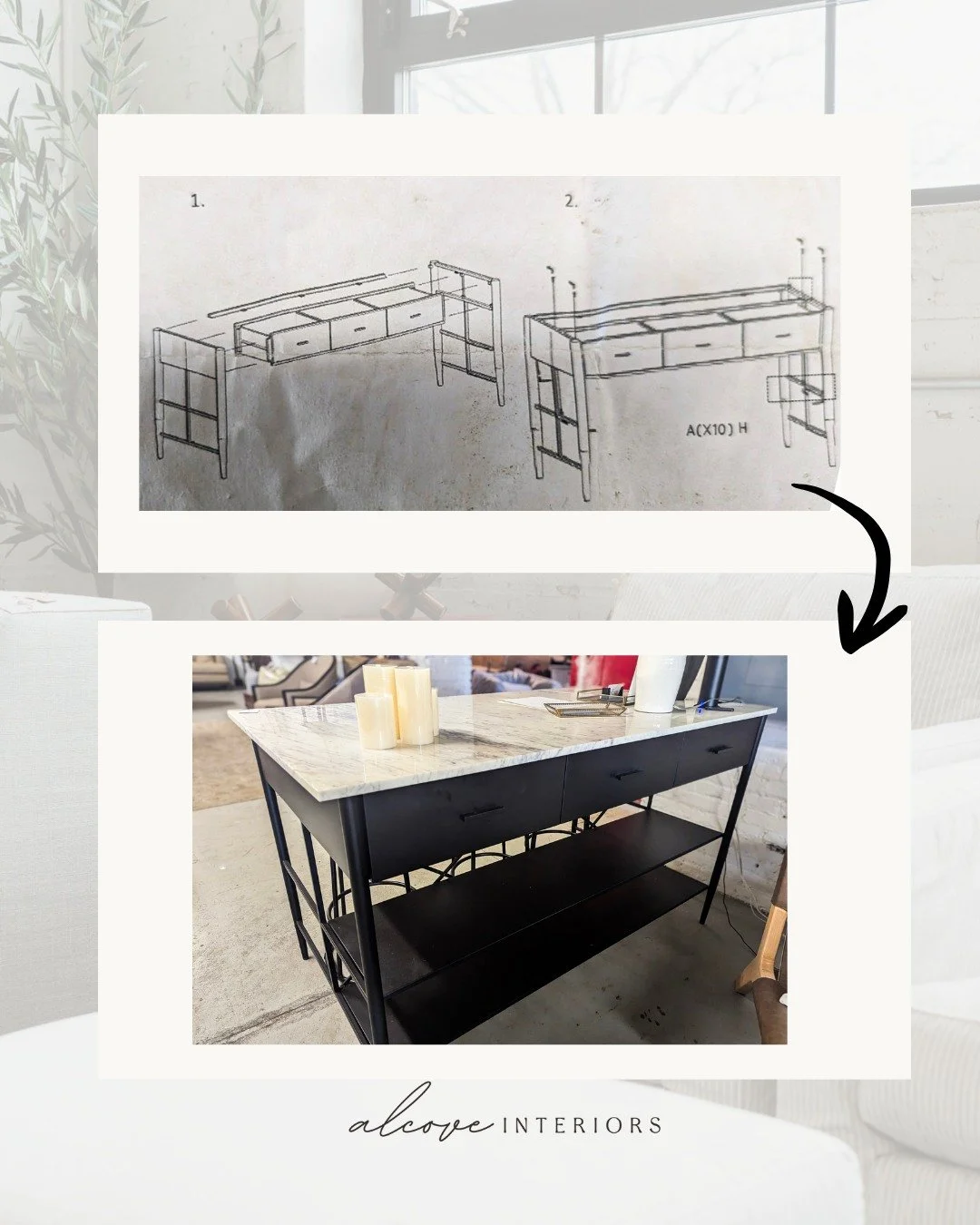 POV: You're assembling a &quot;simple&quot; kitchen island and step 2 casually asks you to levitate a 400lb marble top while attaching the legs.

At Alcove Interiors, we handle the heavy lifting - literally. Every delivery and assembly is taken care 