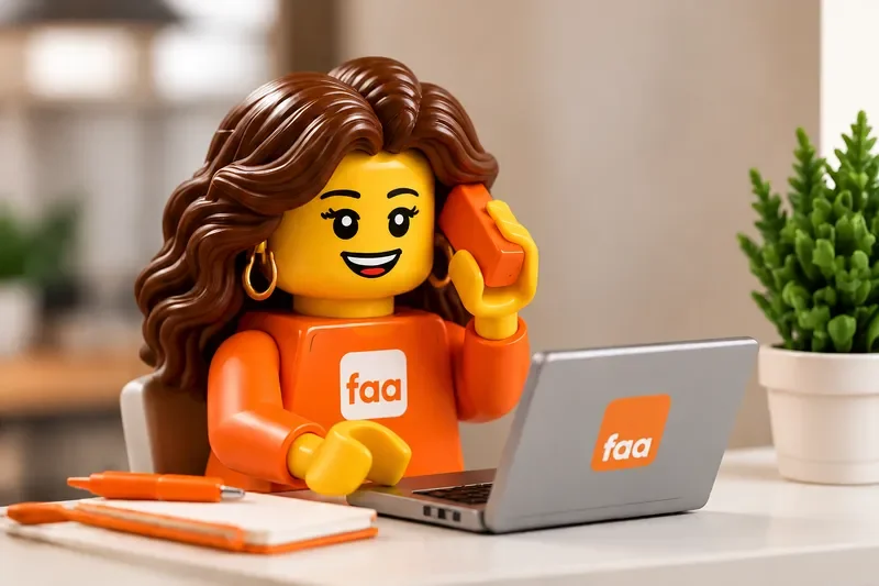 Illustrated LEGO-style figure of Flavia ready to welcome new coaching enquiries.