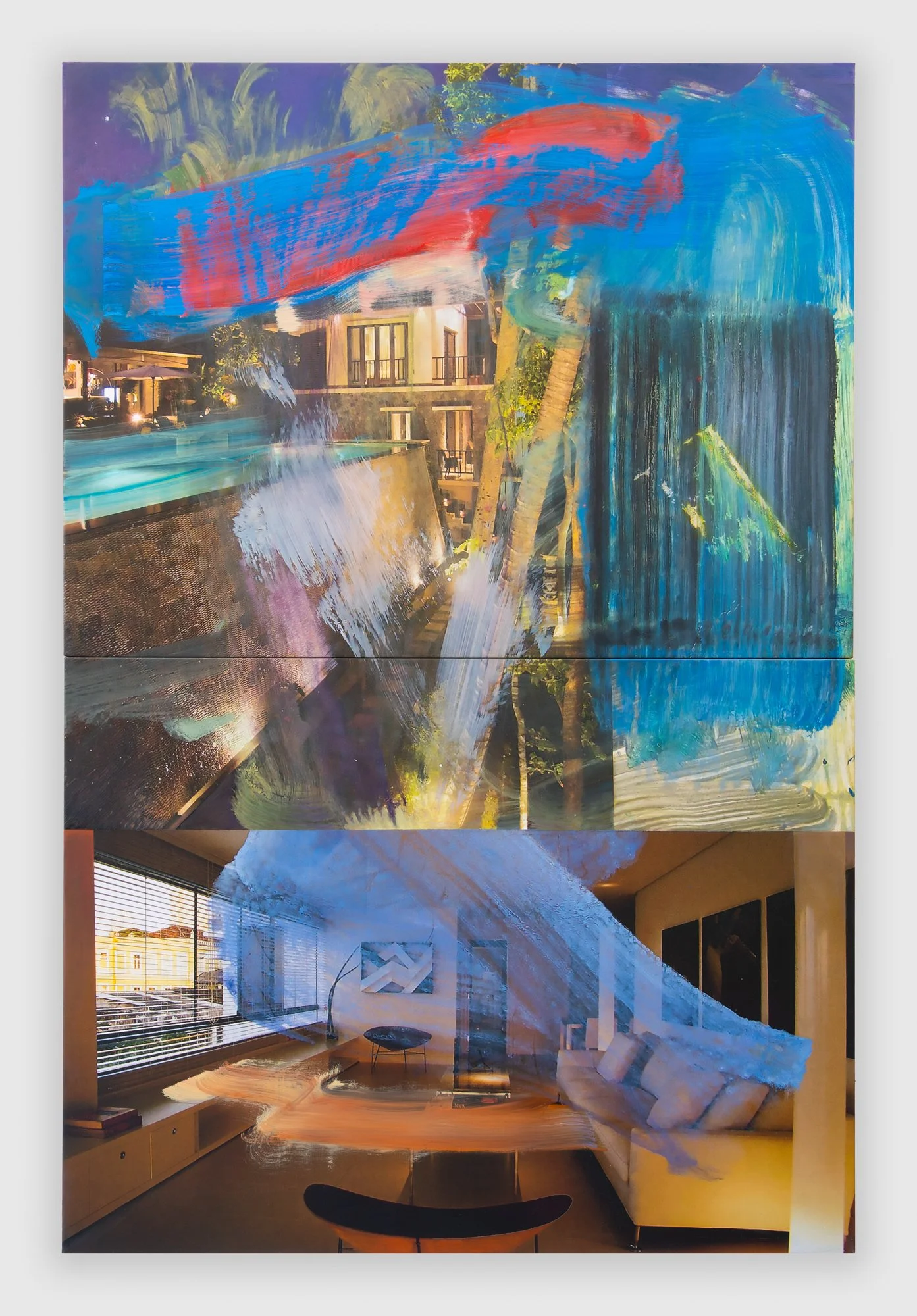 “Stacked“ 2026, 72" x 48," oil on digitally printed canvas