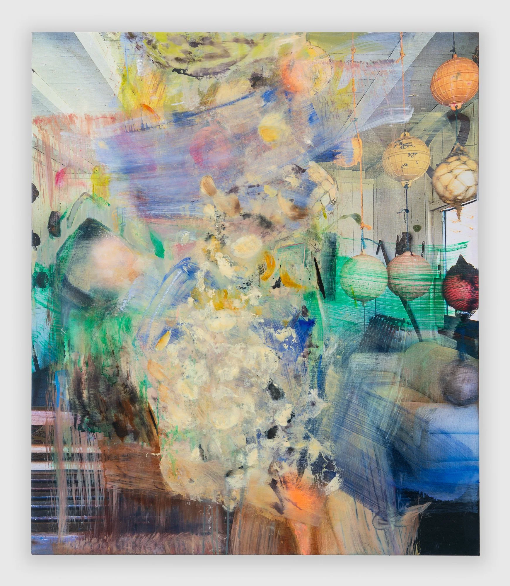 “Summer of Saturn“ 2026, 42" x  36"  oil and spray paint on digitally printed canvas