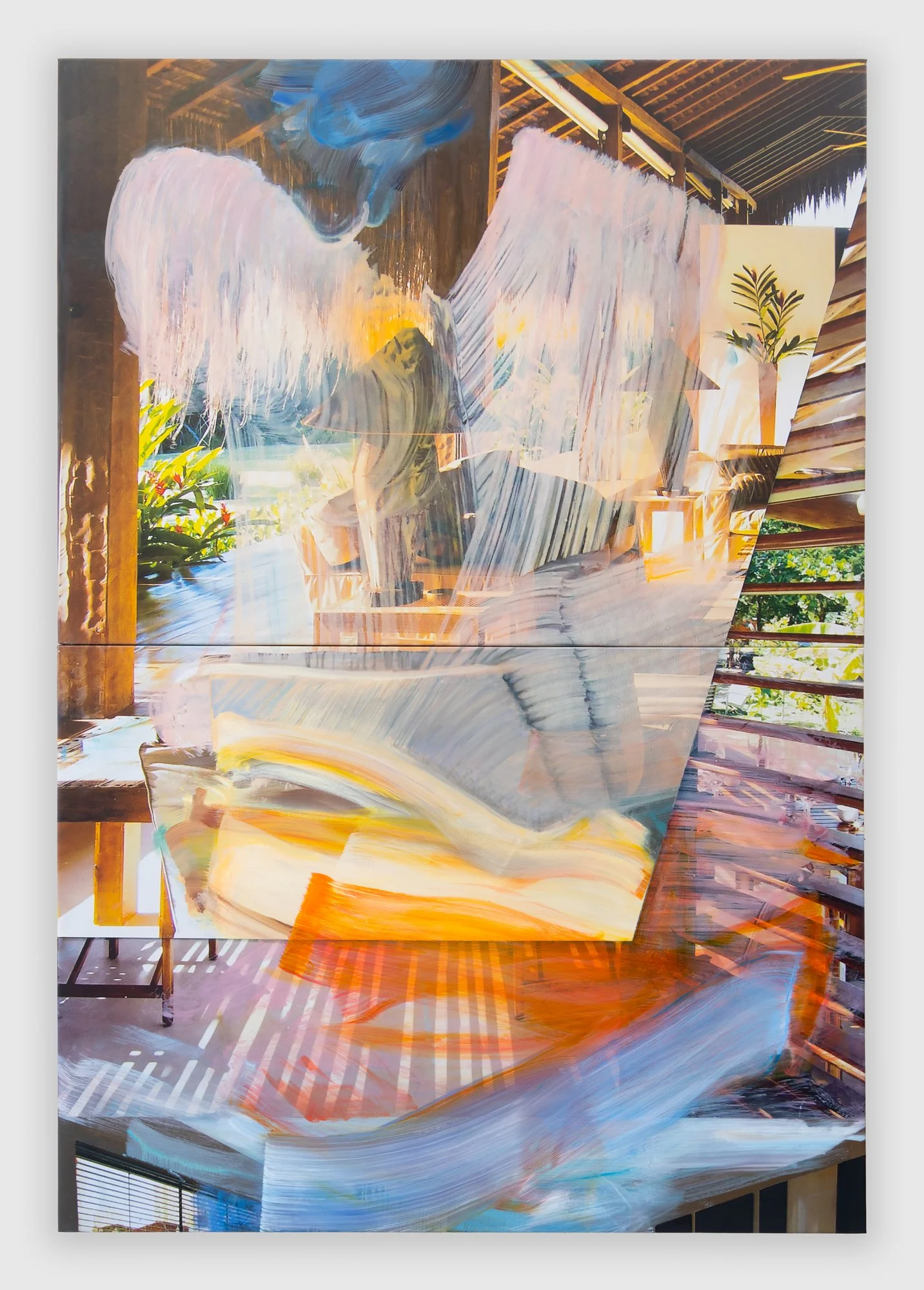 “Sun Maze“ 2026, 76" x  52,"  oil on digitally printed canvas