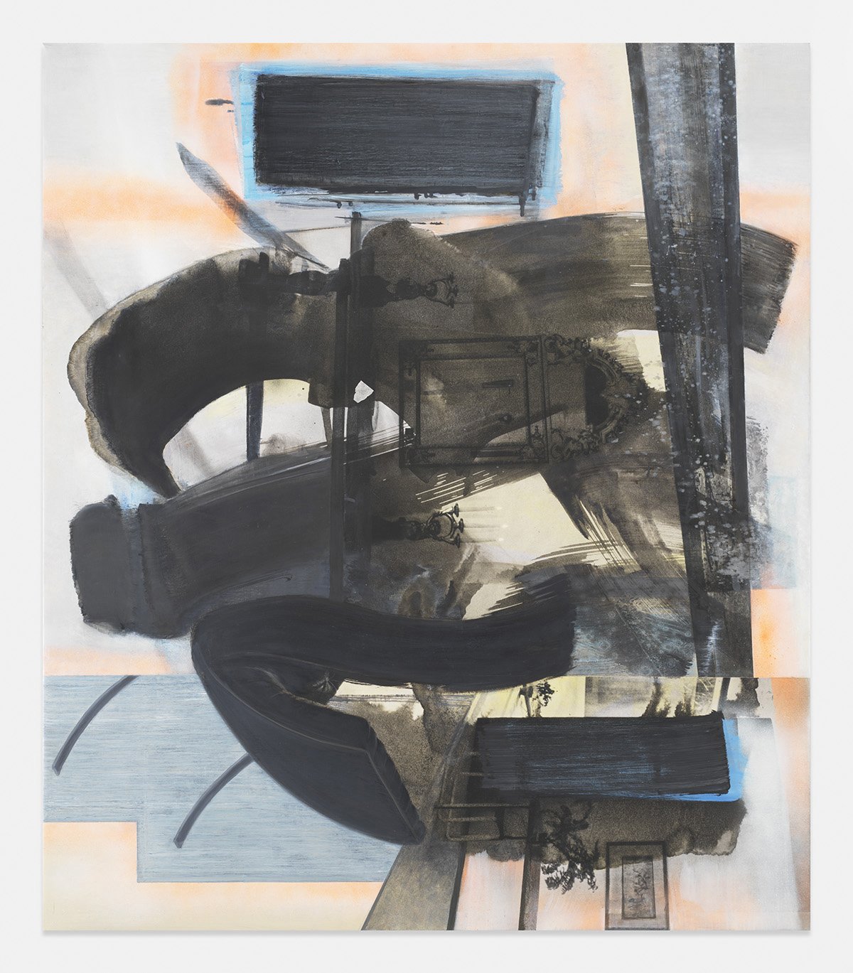 "Ordre géométrique," 2022. Oil on digitally printed canvas – 44" x 38”