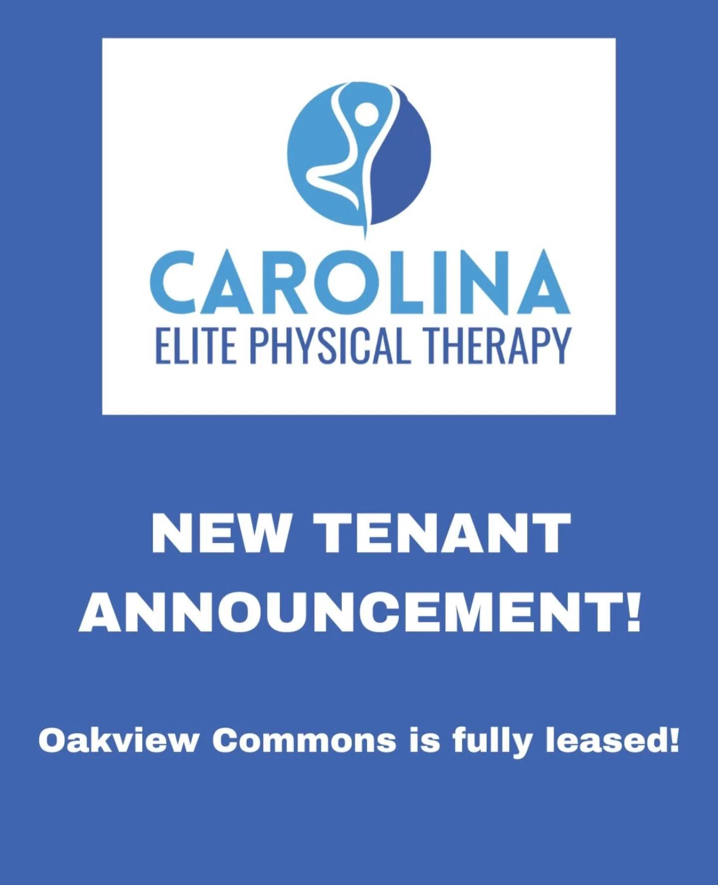 📣New (and final) tenant announcement! We are excited to welcome Carolina Elite Physical Therapy to Oakview Commons. 
.
&ldquo;Carolina Elite Physical Therapy offers personalized, one-on-one orthopedic, pelvic floor, and sports performance physical t