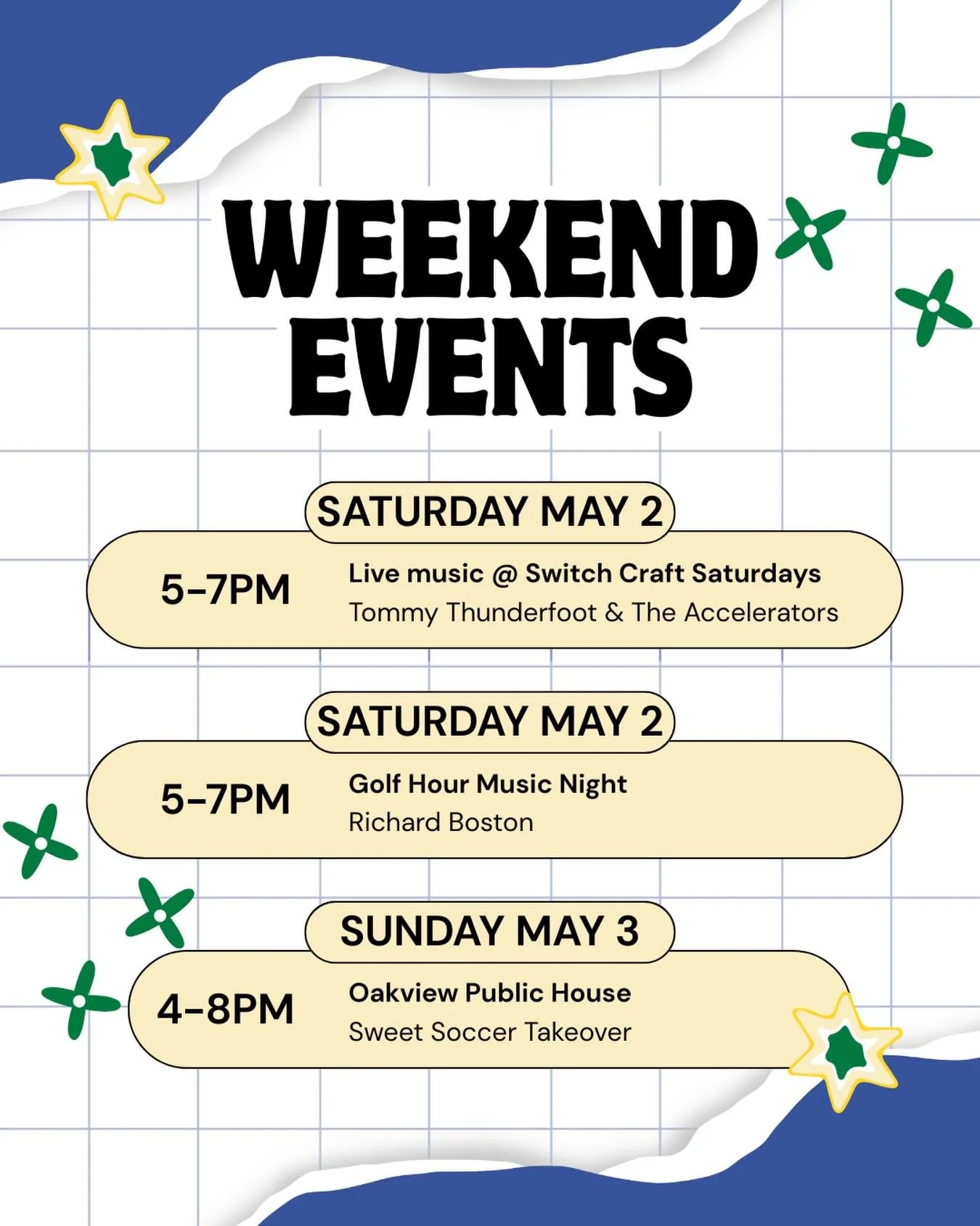 The weekend is ALMOST here! Be sure to include Oakview Commons in your plans. Here&rsquo;s what&rsquo;s happening this weekend ☝️ 

Visit our website for more details and other upcoming events. 
.
#oakviewcommons #oakviewcommonsnc #events #livemusic 