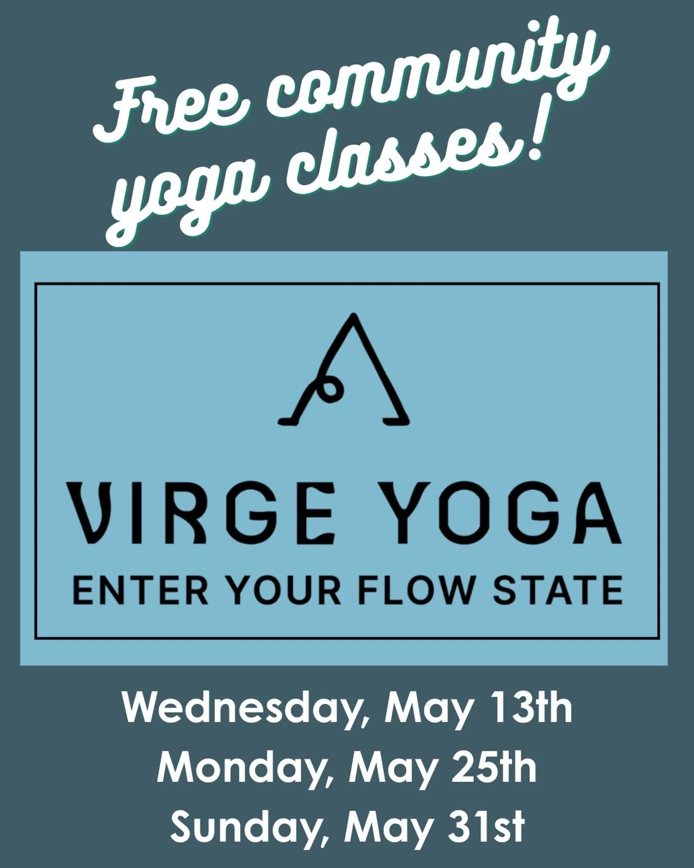 Exciting upcoming events! @virgeyoga is offering 3 complimentary outdoor yoga classes this month. Classes are open to the public, just register online in advance. 
.
The first class is this Wednesday from 5:45pm-6:45pm. Visit the events calendar on o