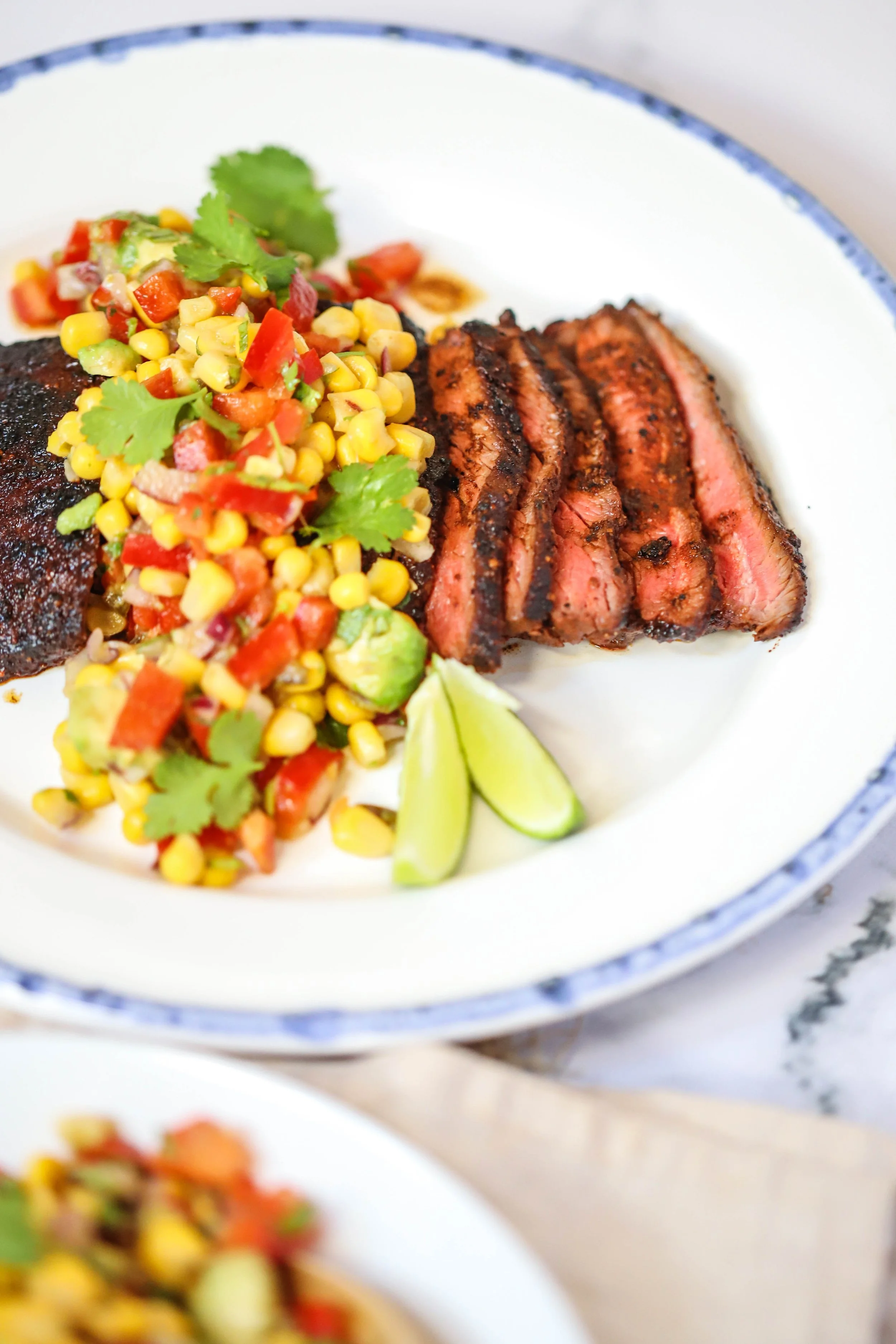 
Flank Steak with Corn and Avocado Salad