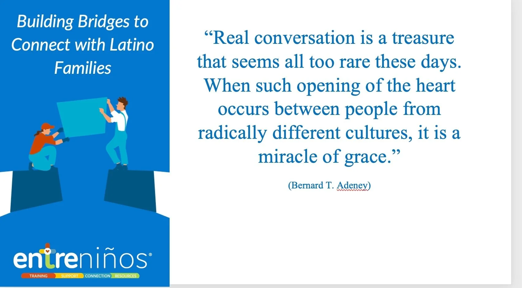 At the Kidz Matter Conference, Dr. Luz G&aacute;lvez de Figueroa presented the breakout &quot;Building Bridges with Latino Families.&quot; She proposed a new model for connecting, with the Gospel being the center and our focus. She also shared about 