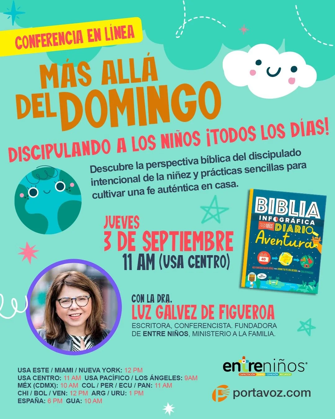 Dr. Luz will be presenting this powerful workshop in Spanish at a webinar on Sept 2 with Editorial Portavoz. We are hoping for 1000 kidmin leaders to register!
.
Title: Beyond Sunday: Discipling Children Every Day
.
Discipling children begins with di
