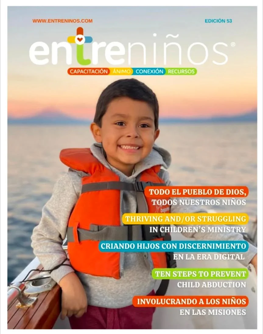 The newest edition of Entre Ninos Magazine is live! This completely free kids and family ministry magazine is jam packed with articles in both Spanish and English on the hot button fammin topics of today. Get your free copy by clicking on the link in