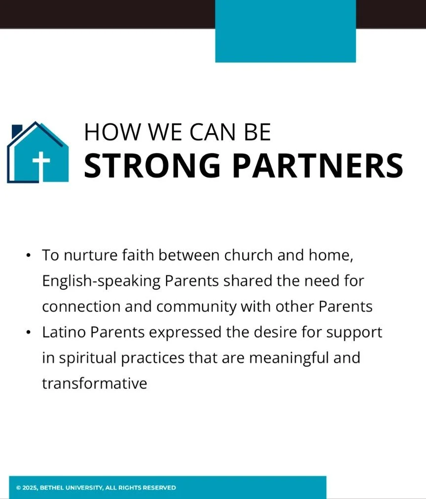 Our research discovered that English speaking families are searching for different support from the church than Latino families are looking for. What is your dream for partnering your ministry with families at home? Get your copy of our book containi