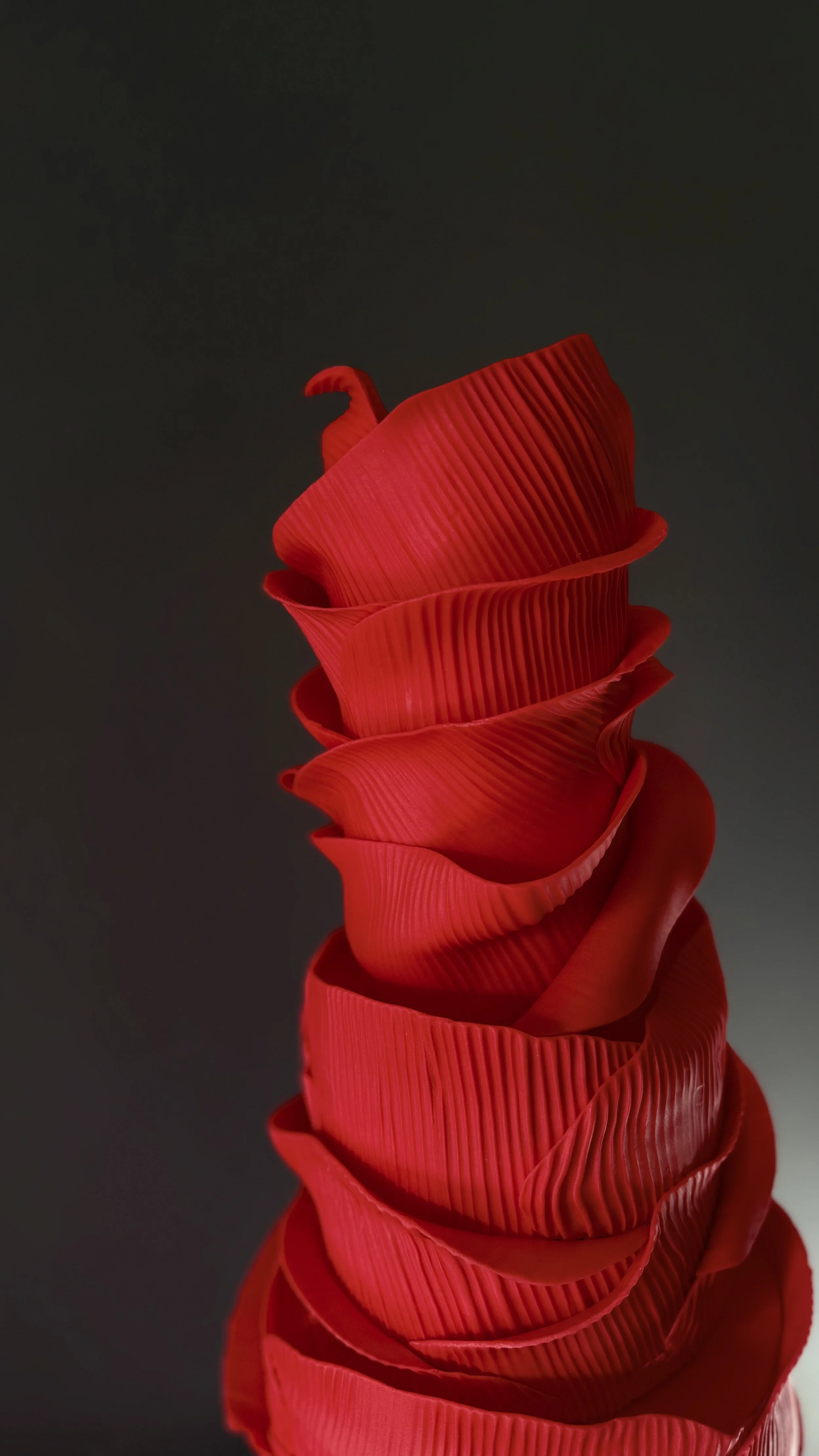 Sculptural red ruffle cake