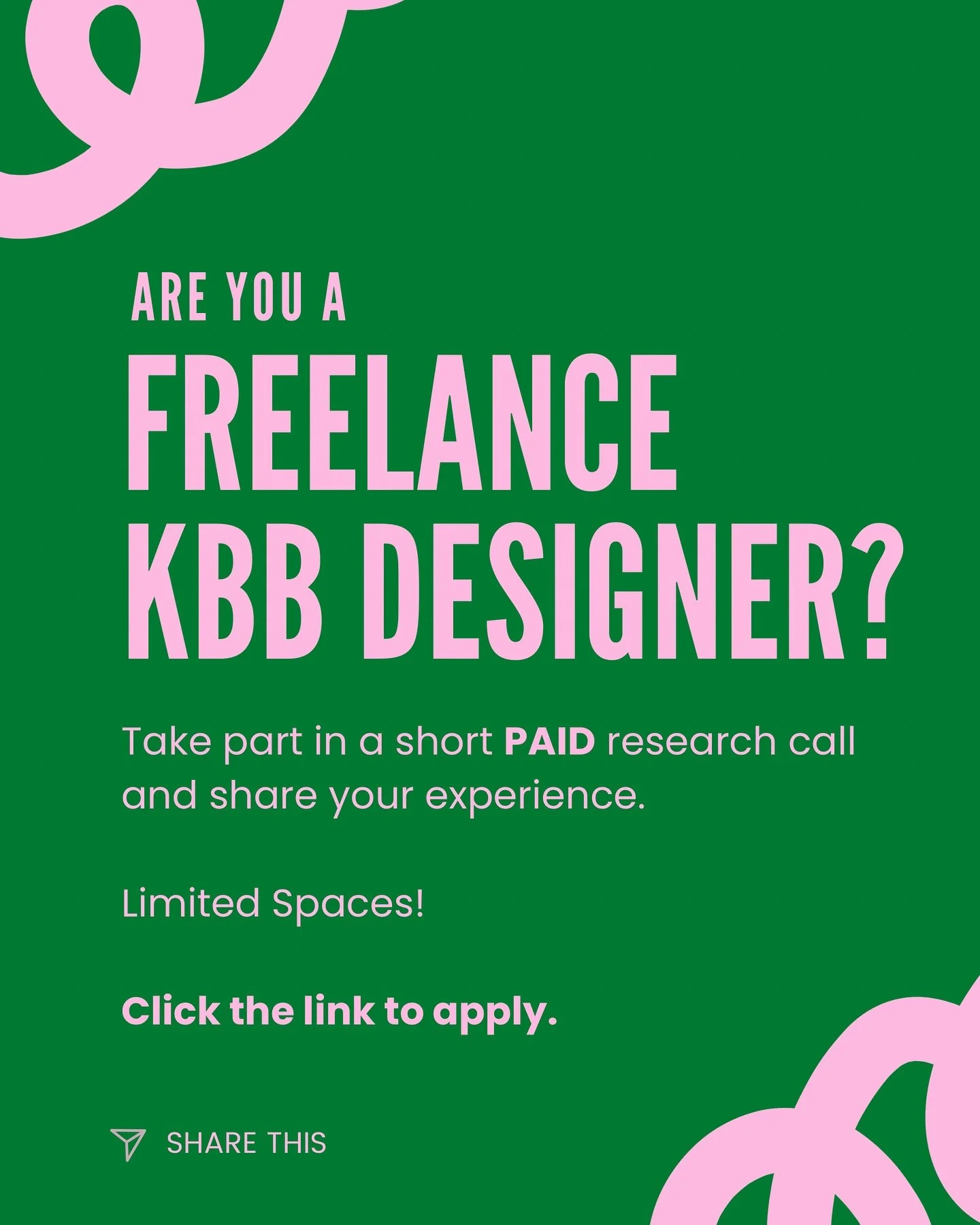 We&rsquo;re looking for Freelance KBB designers to take part in paid market research. 

Interested? Fill in the form in my bio.

Please share 😄

#kbb #freelancedesigner #kitchendesigner #bathroomdesigner #freelancekitchendesigner #freelancekitchende