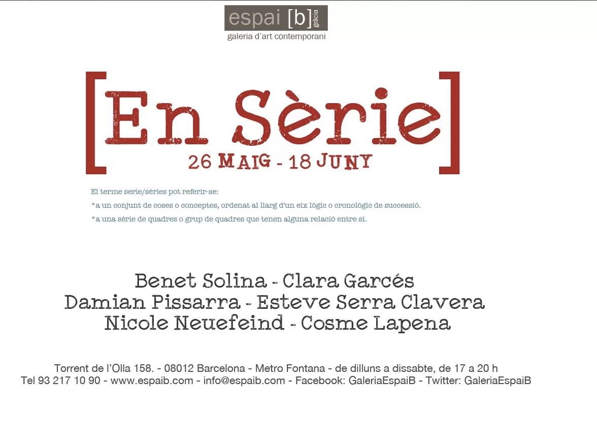 Poster for En Sèrie exhibition at espai [b], Barcelona, 2016.